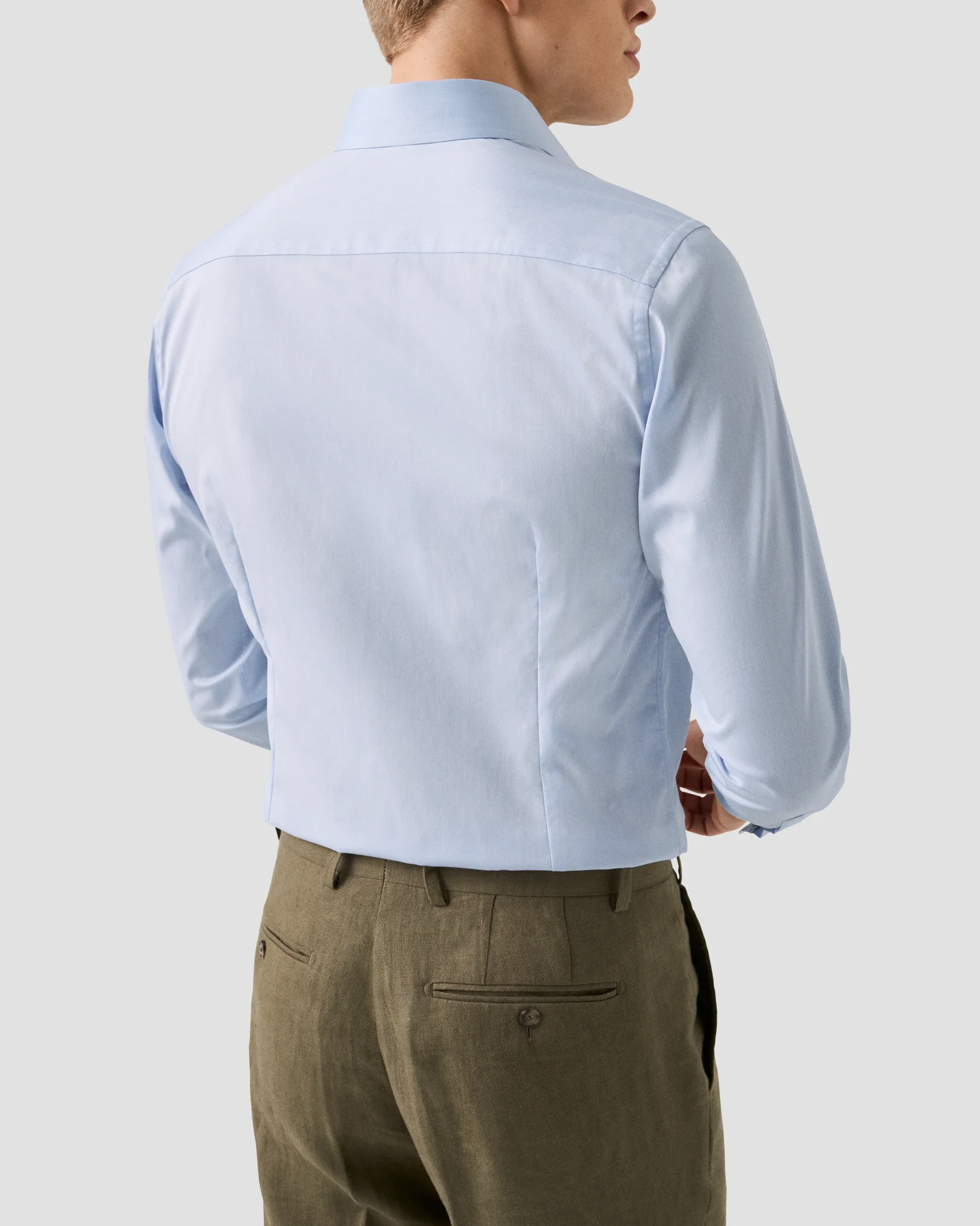 Eton - light blue solid paisley effect shirt