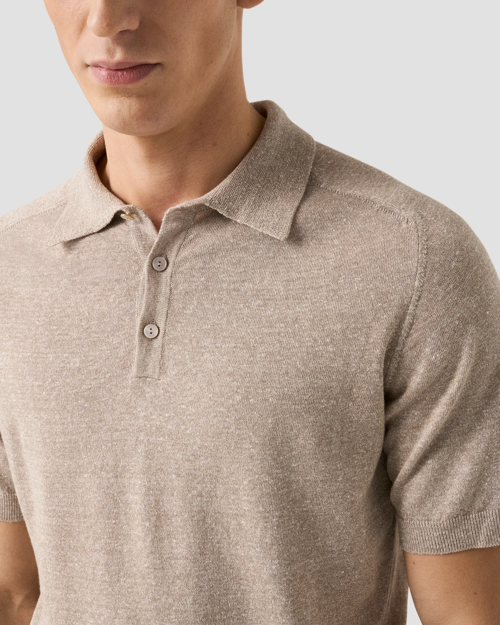 Eton - Cotton Linen Fine Knit Polo Shirt