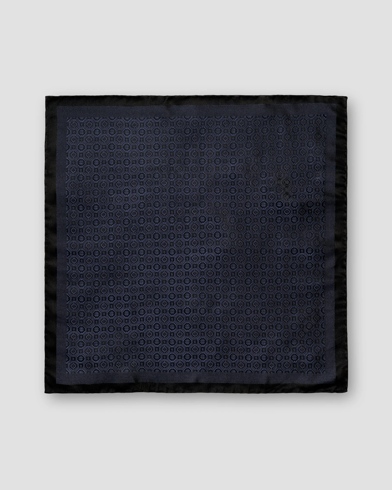 Eton - navy blue medallion woven silk pocket square