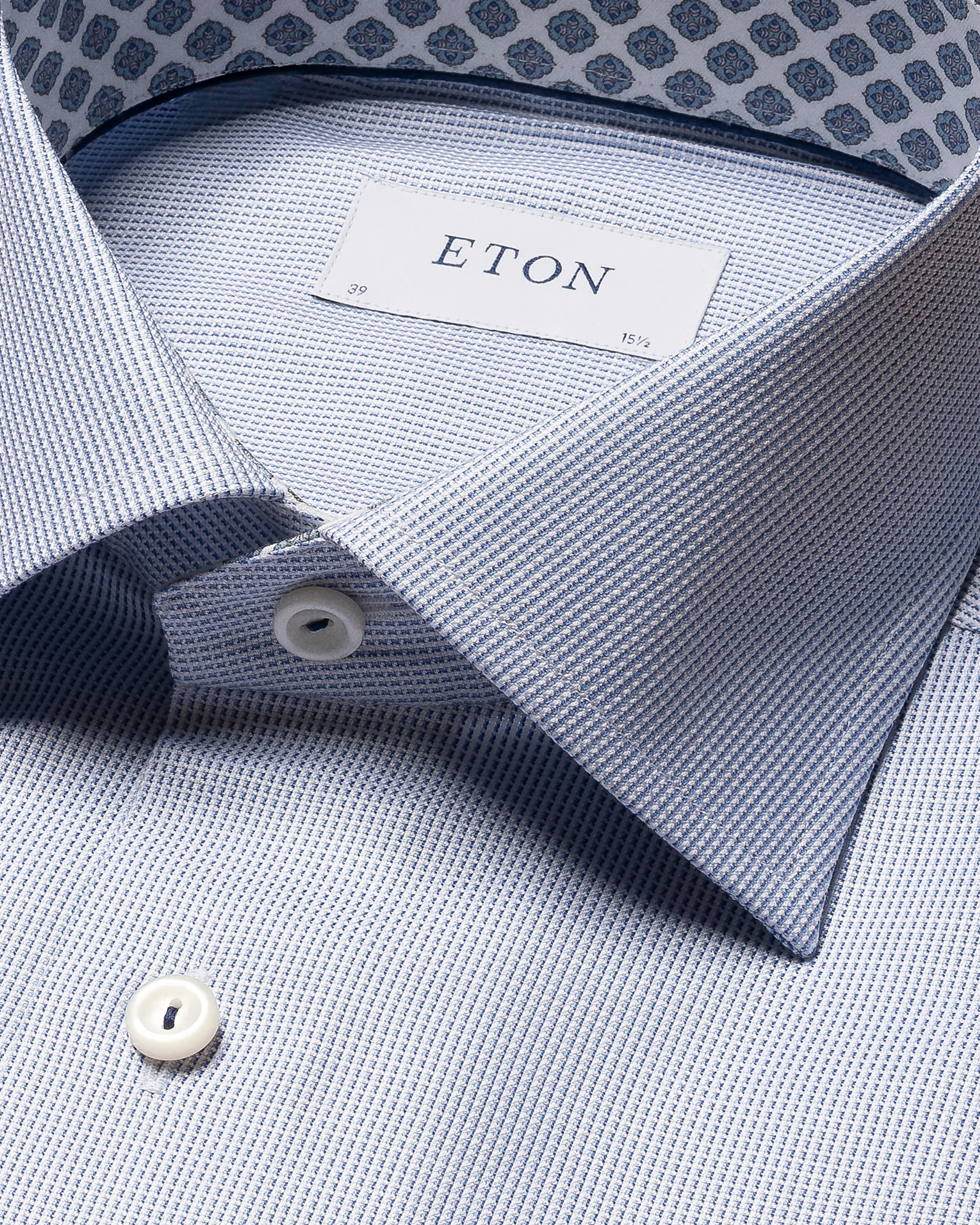 Eton - dark blue cottonlyocell stretch cut away single contemporary