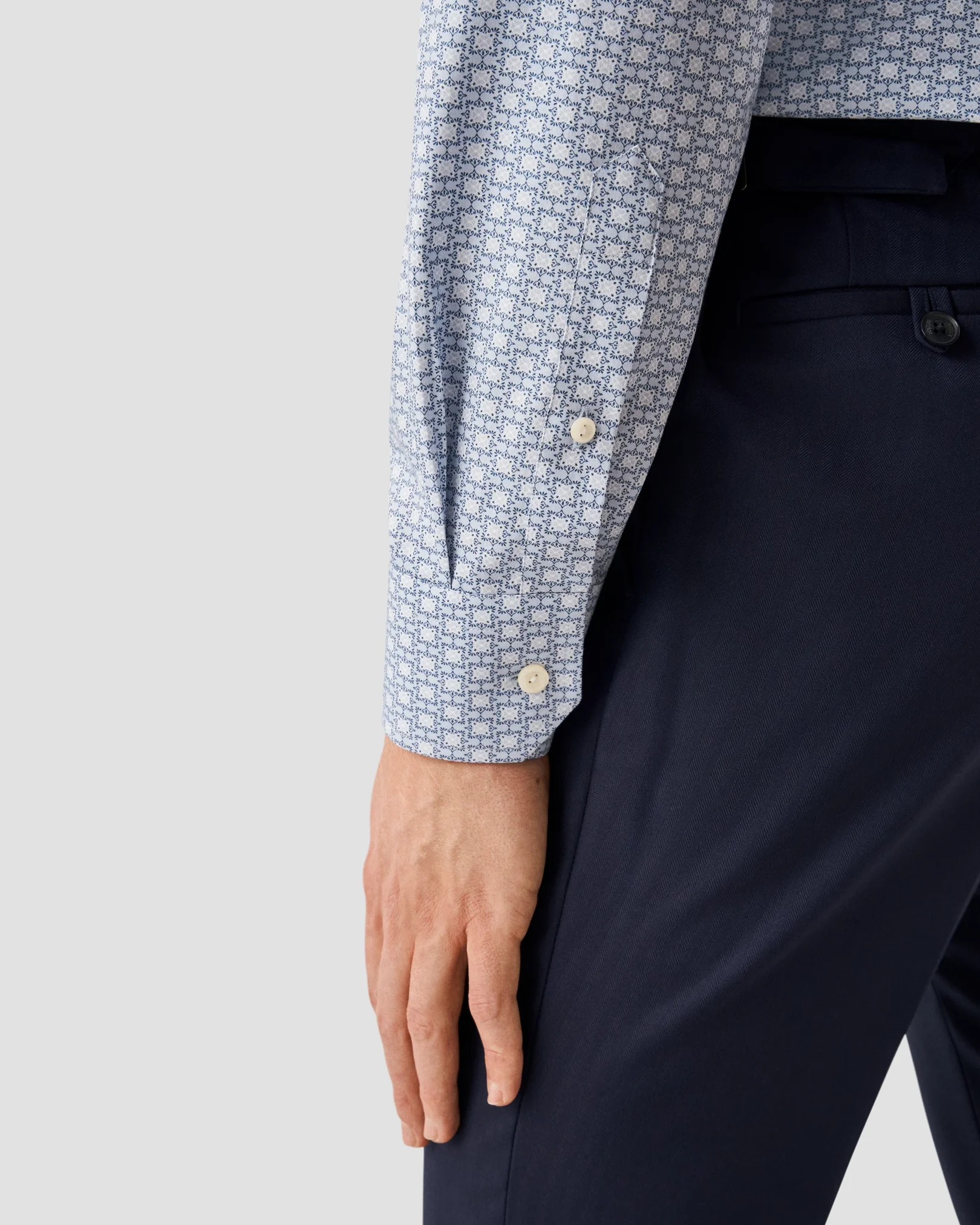 Eton - light blue printed signature twill shirt