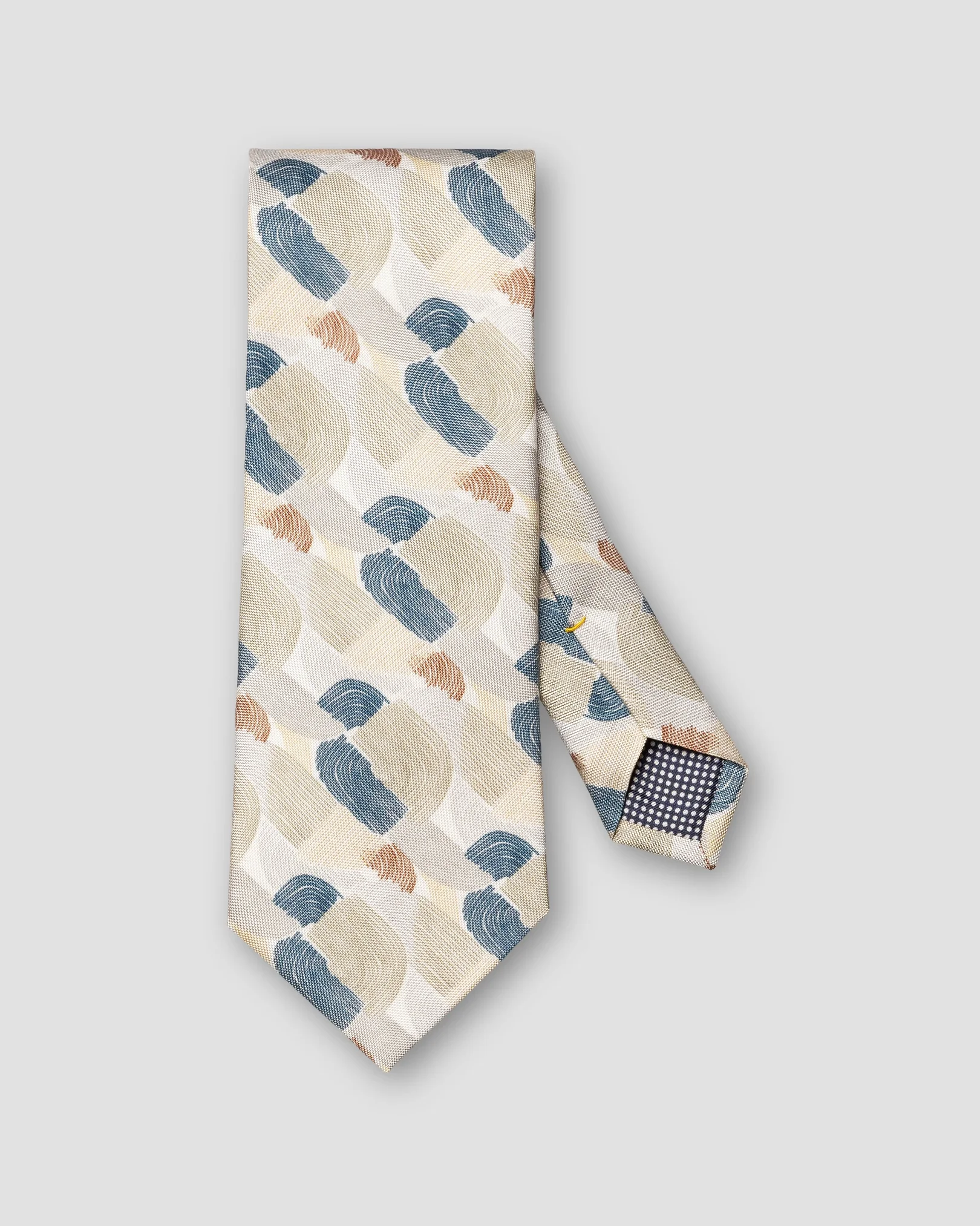 Eton - light grey geometric oxford silk print tie