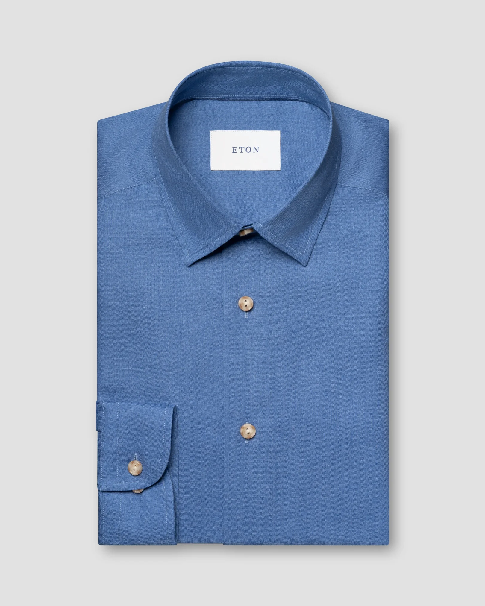 Eton - semi solid flannel shirt spread rounded single casual fit
