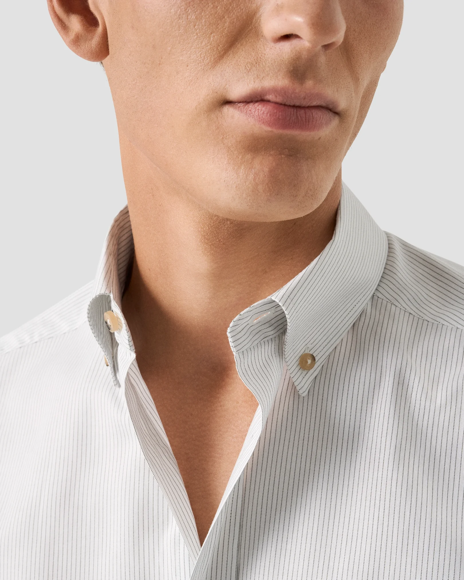 Eton - mid green striped oxford shirt 258