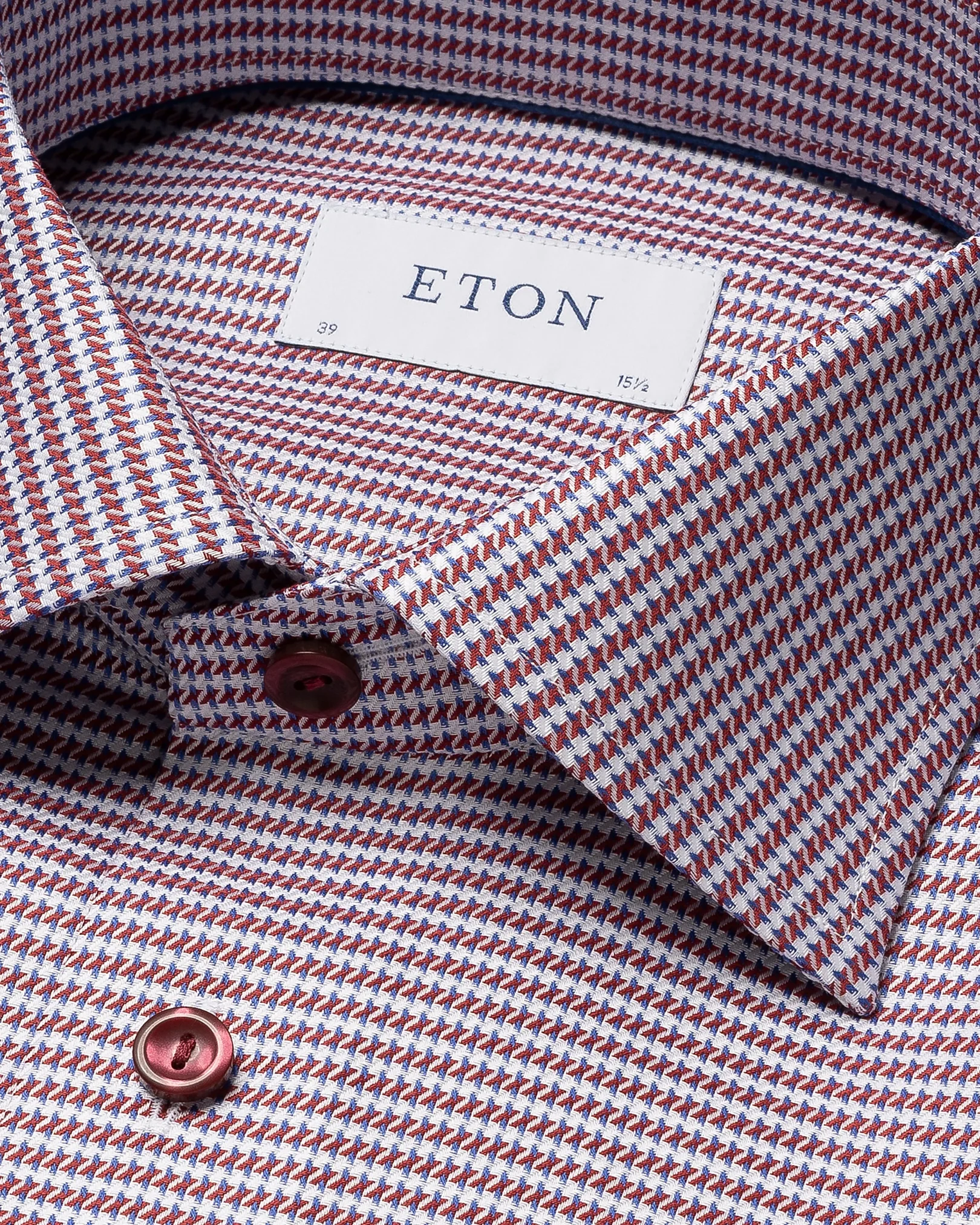 Eton - checked red twill shirt