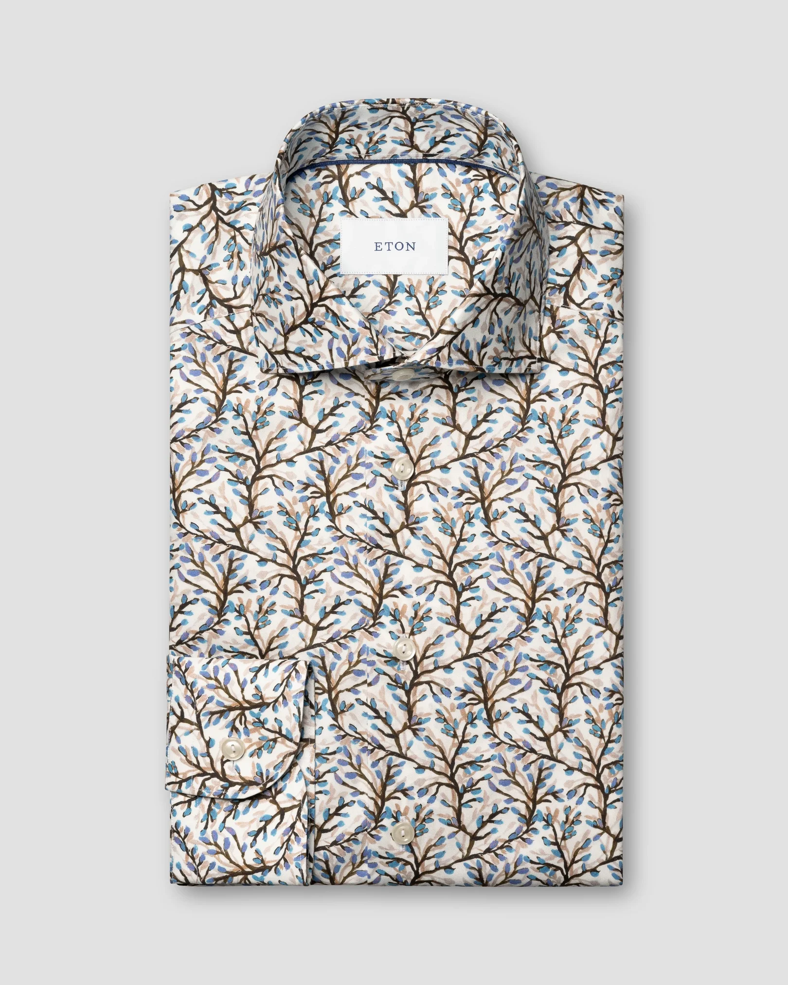 Eton - brown floral print shirt