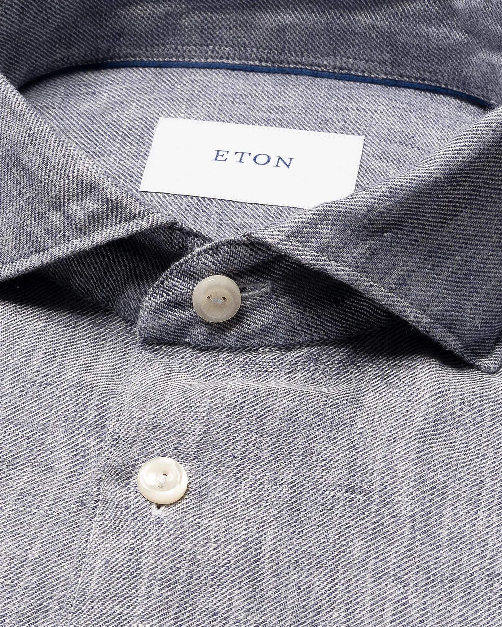 Eton - dark blue solid twill linen shirt