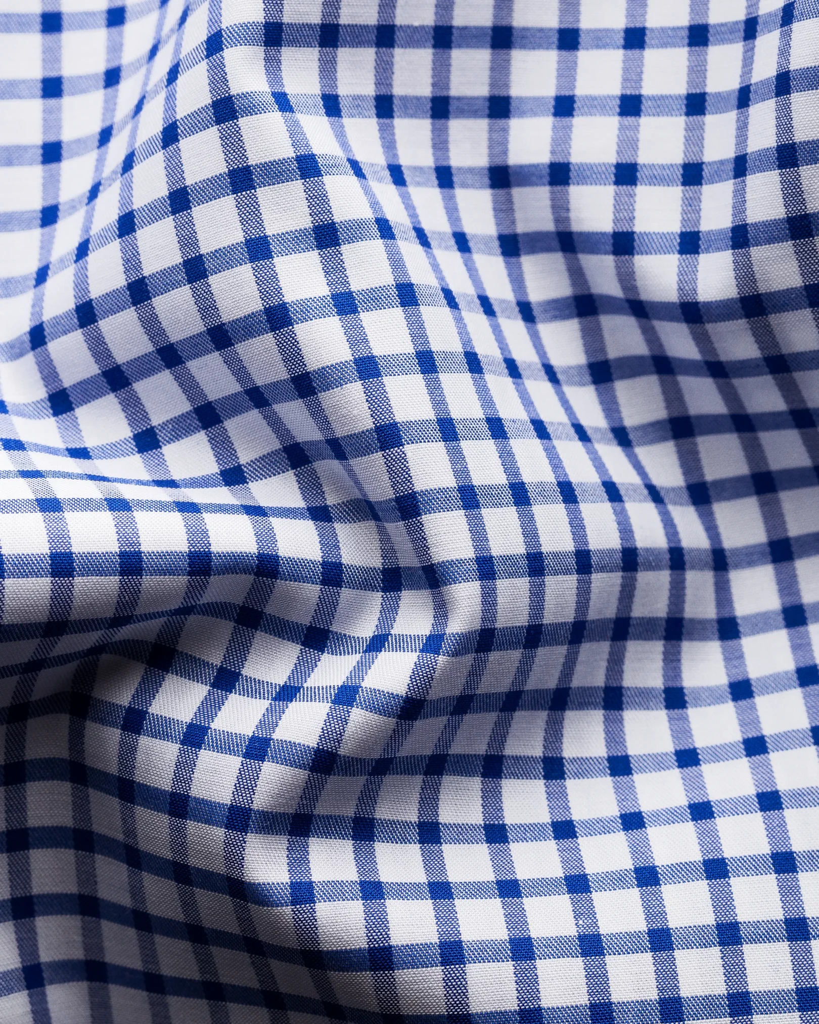Eton - blue checked stretch twill shirt