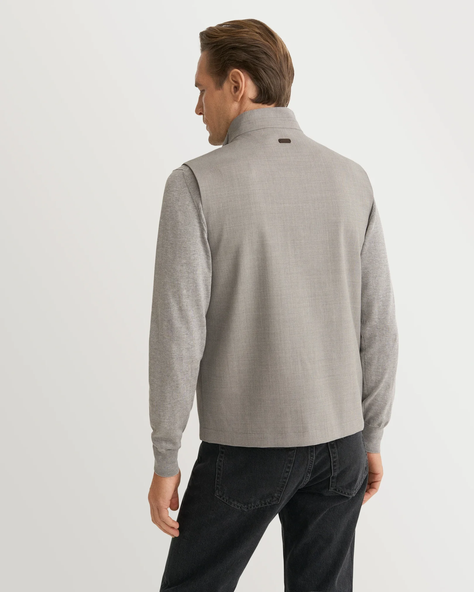 Eton - light grey lana tech hopsack vest