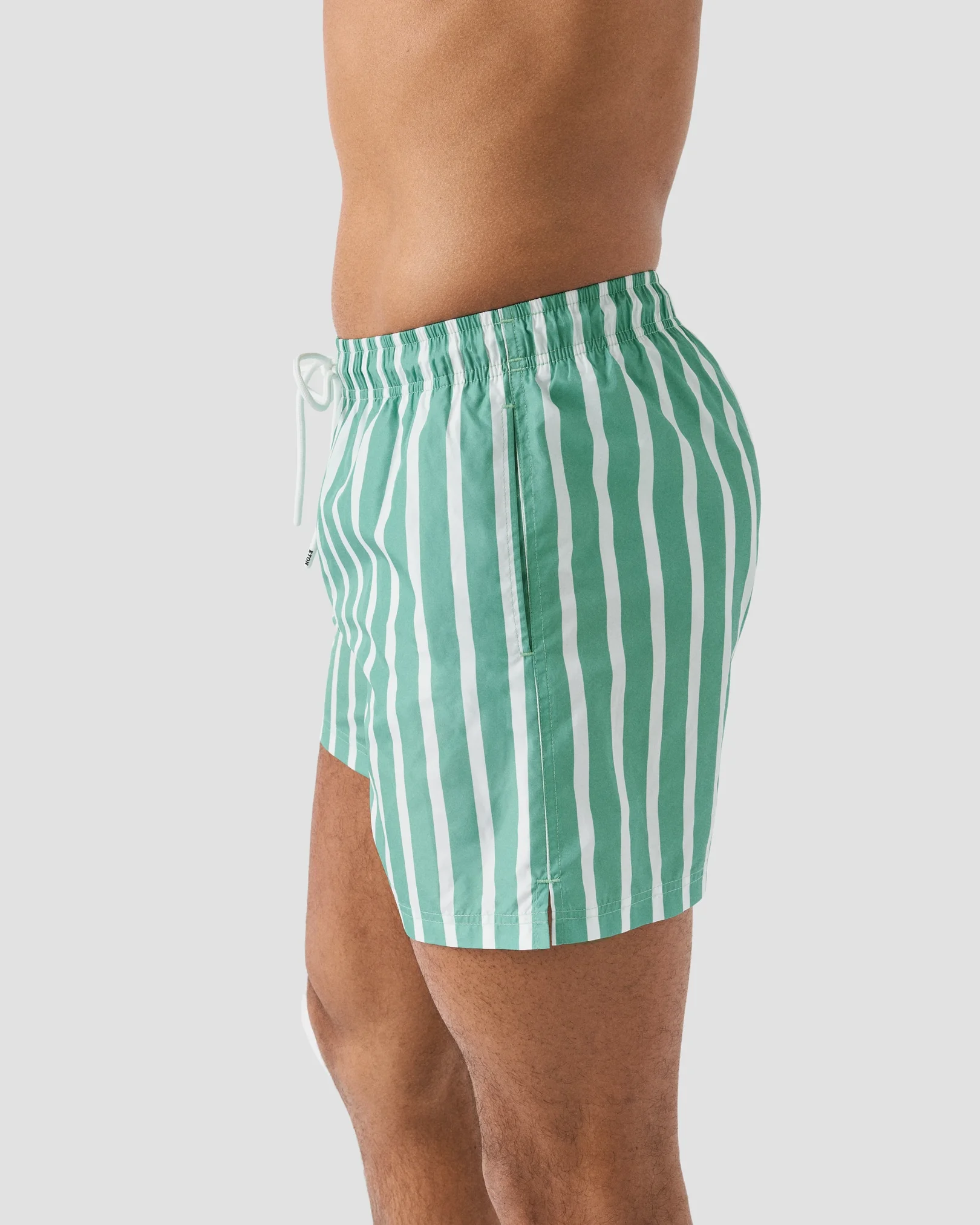 Eton - mid green striped swim shorts