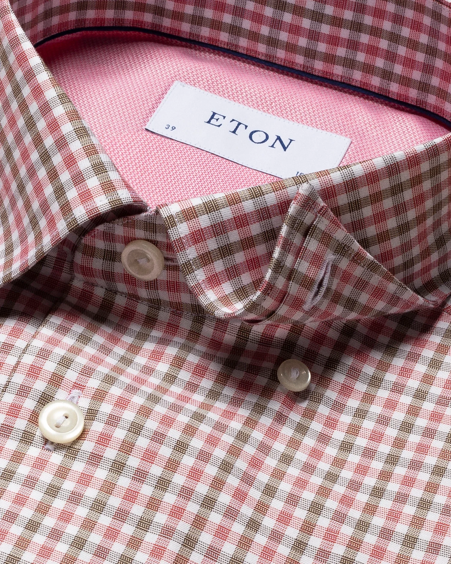 Eton - three color check cotton lyocell stretch shirt