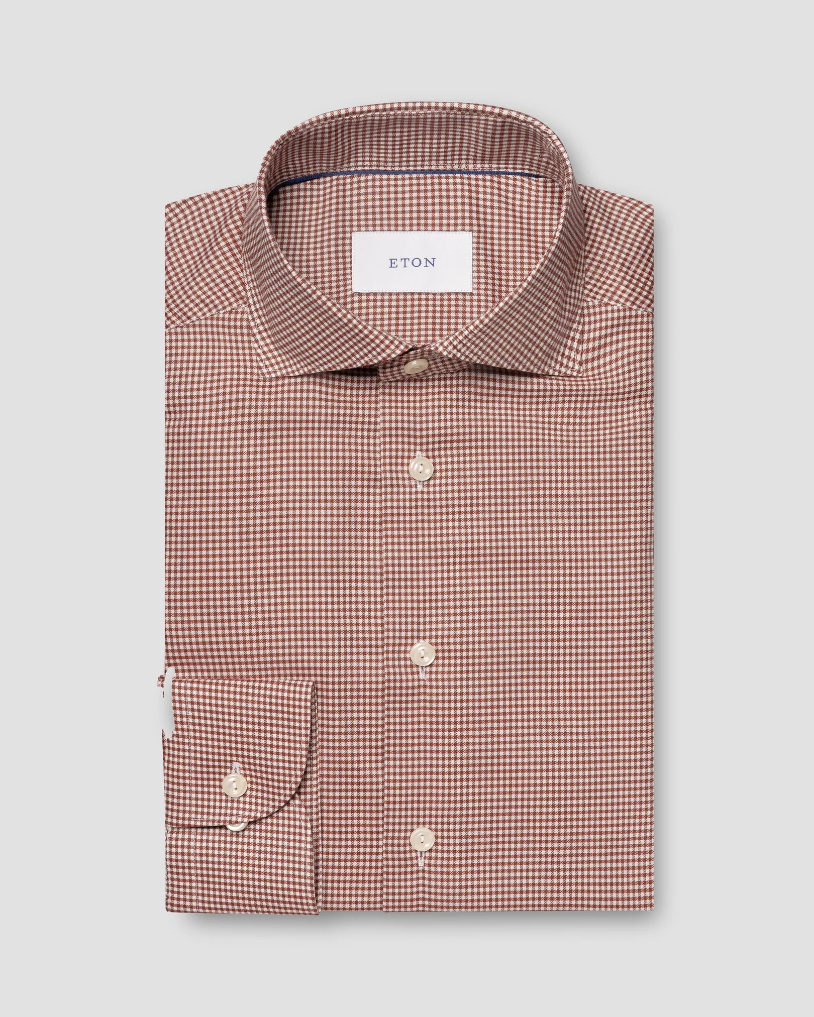 Eton - micro check signature flannel shirt widespread