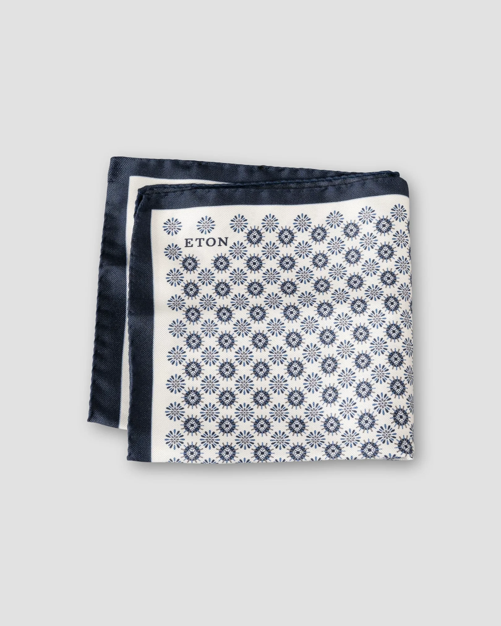 Eton - white geometric silk pocket square