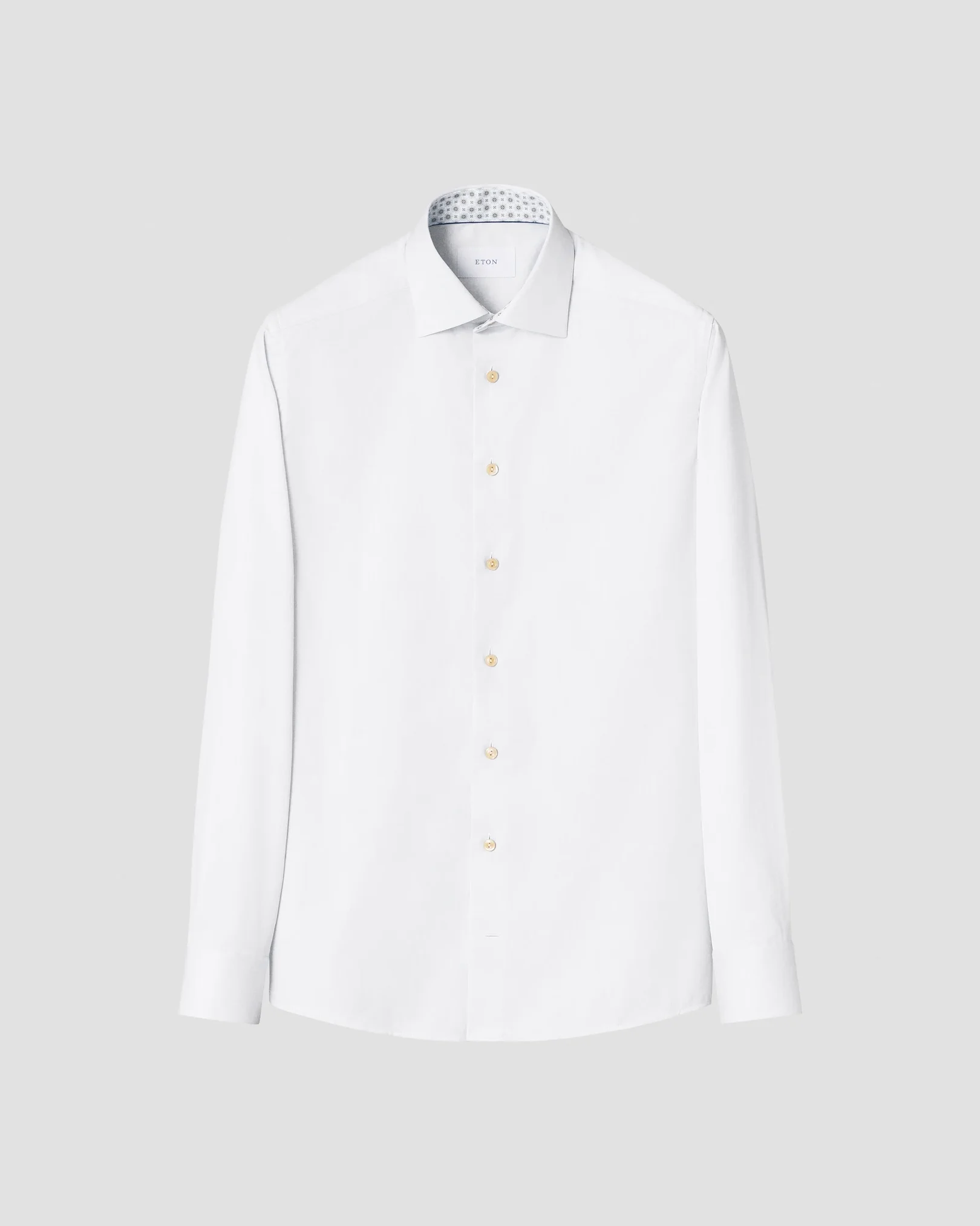 Eton - white geometric effect signature twill shirt cut away 263