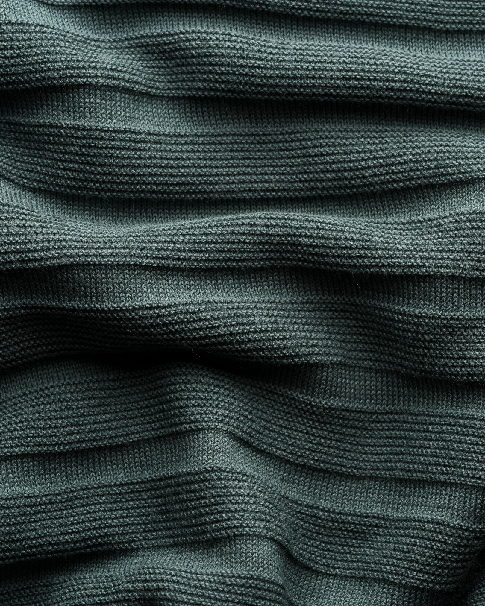 Eton - mid green horisontal striped fine knit polo shirt