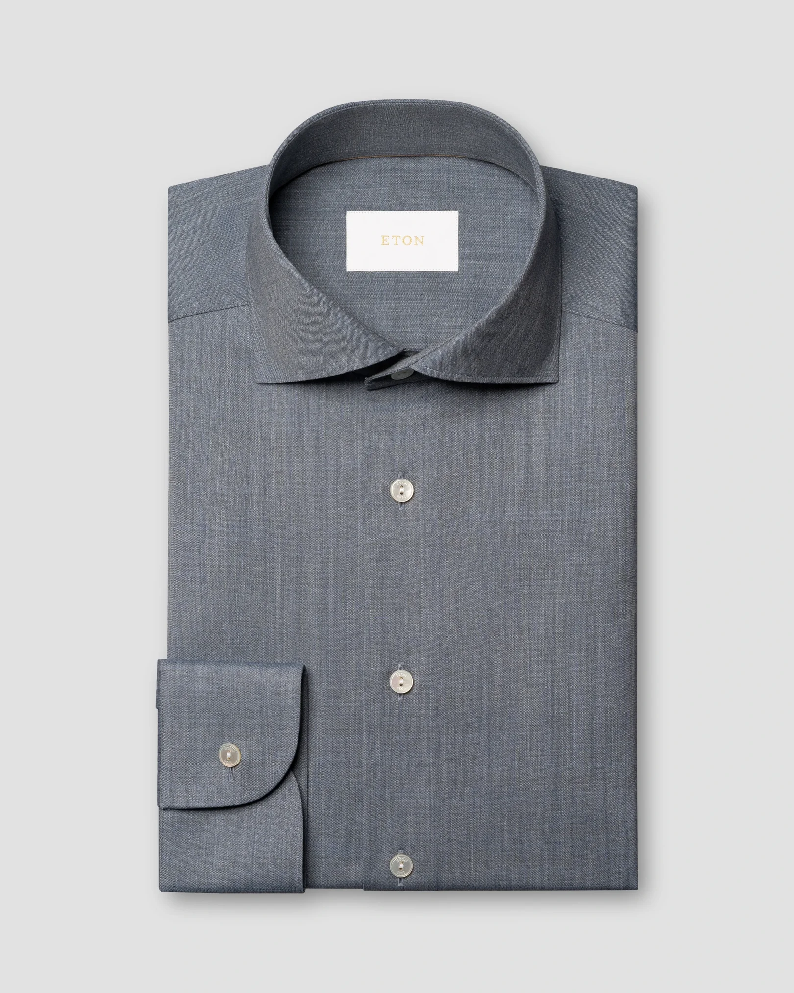 Eton - dark blue solid merino shirt