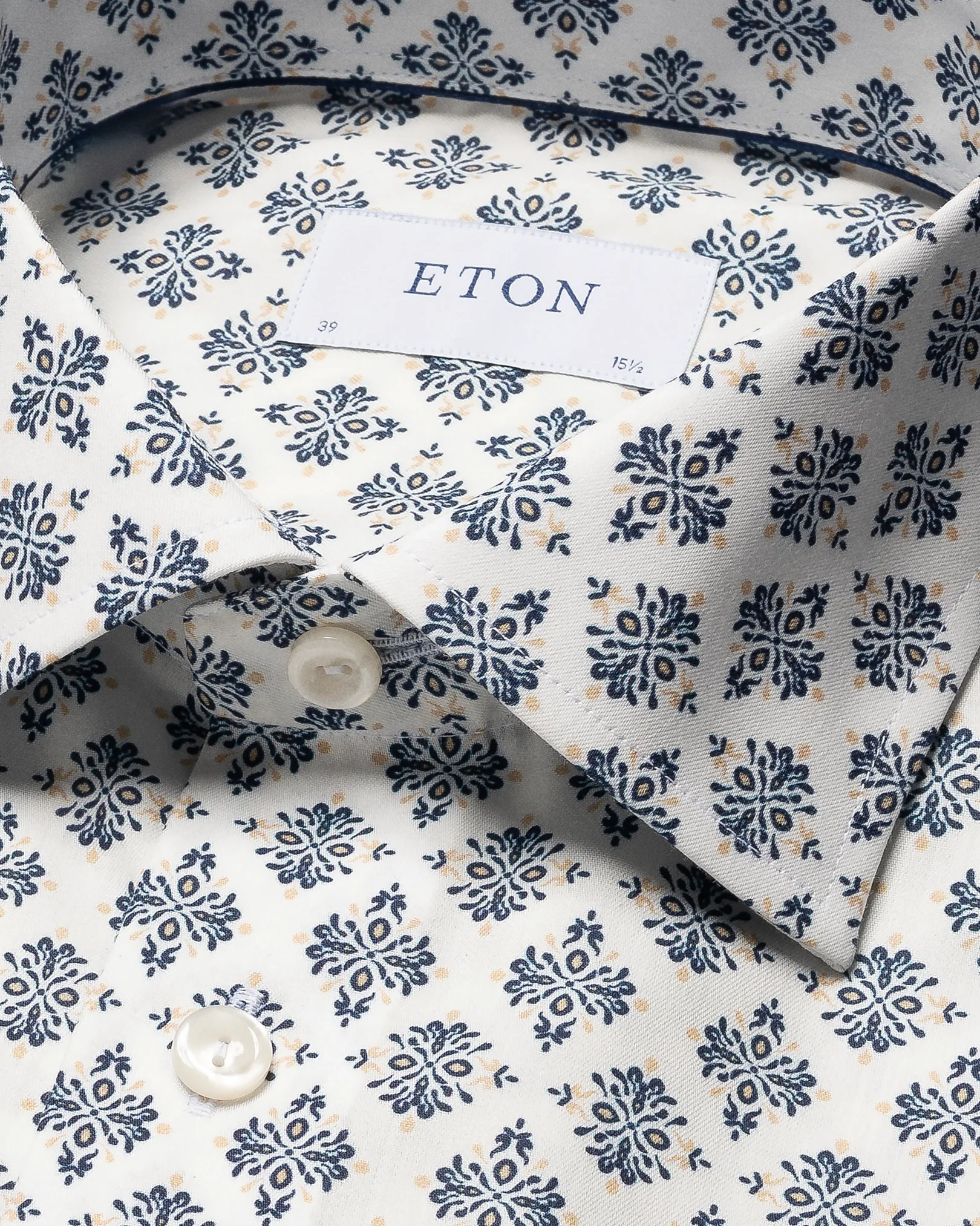Eton - white cotton tencel mdedallion shirt