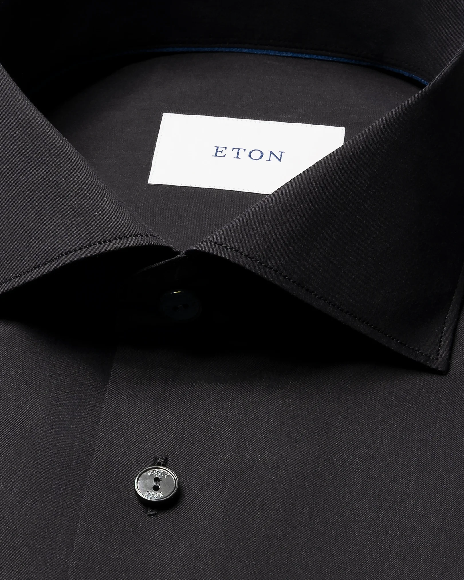 Eton - black solid cotton silk shirt