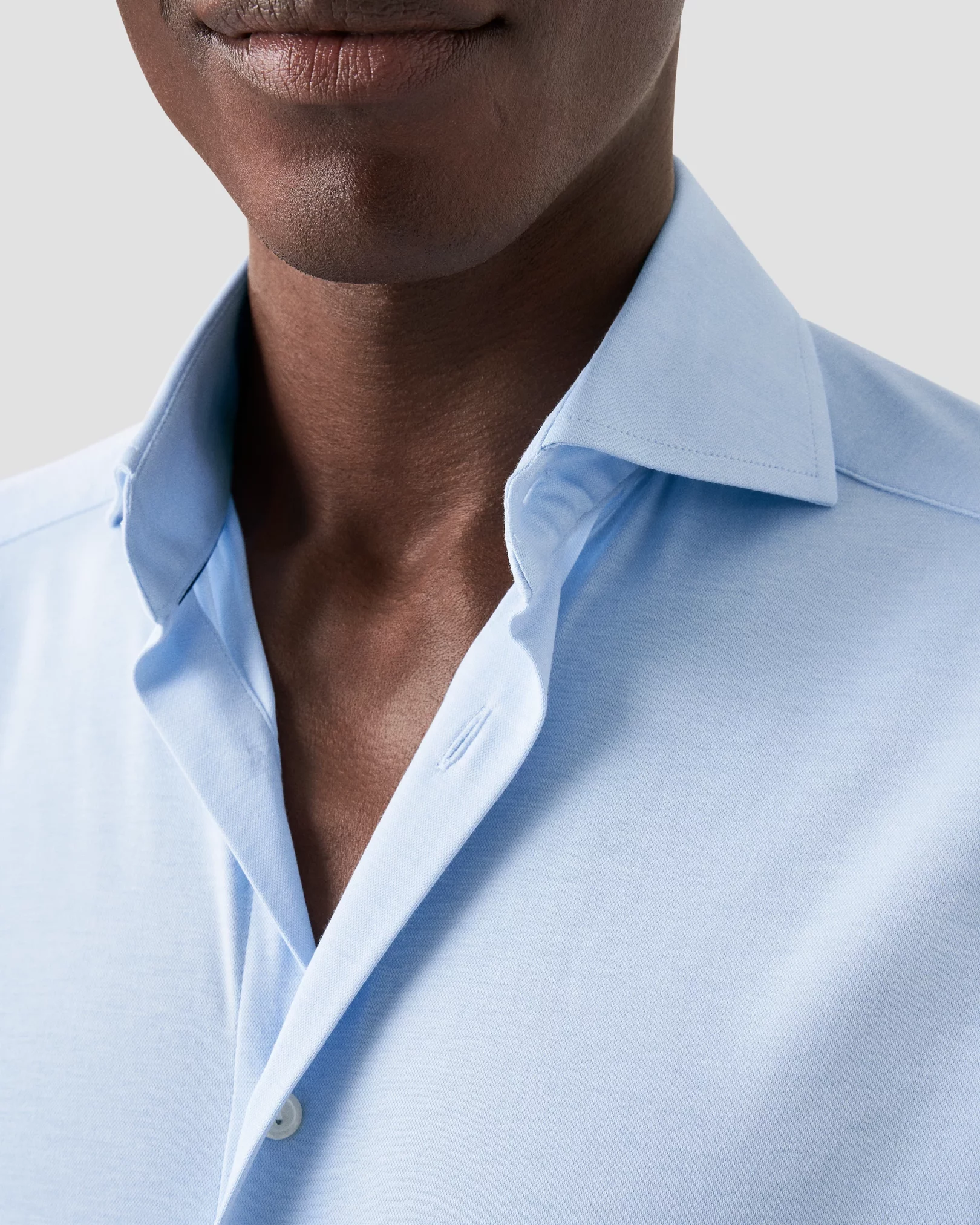 Light blue Semi Solid Cotton Four-Way Stretch Shirt - Eton