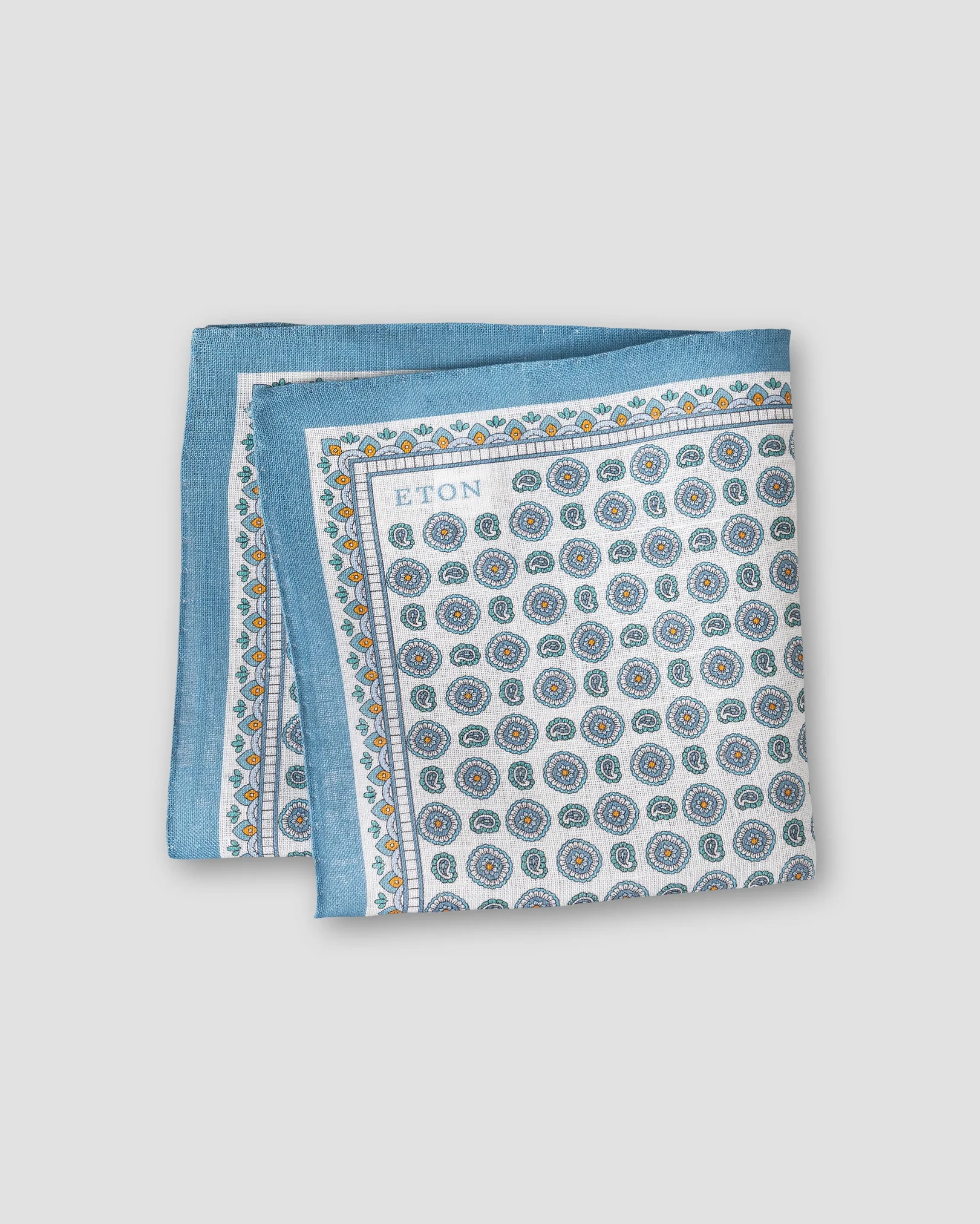 Eton - light blue geometric linen pocket square 261