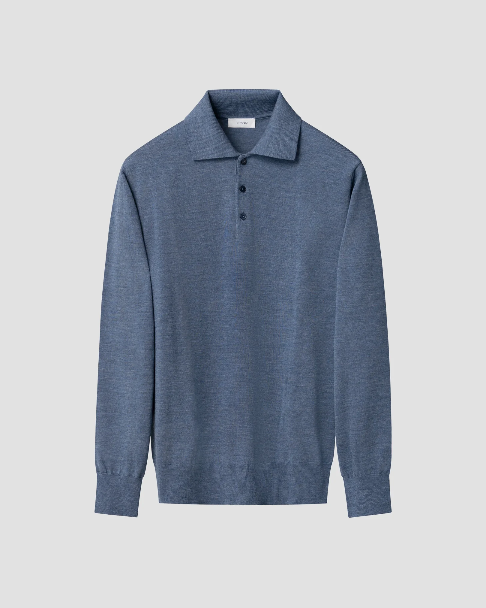Eton - light blue merino fine knit polo shirt