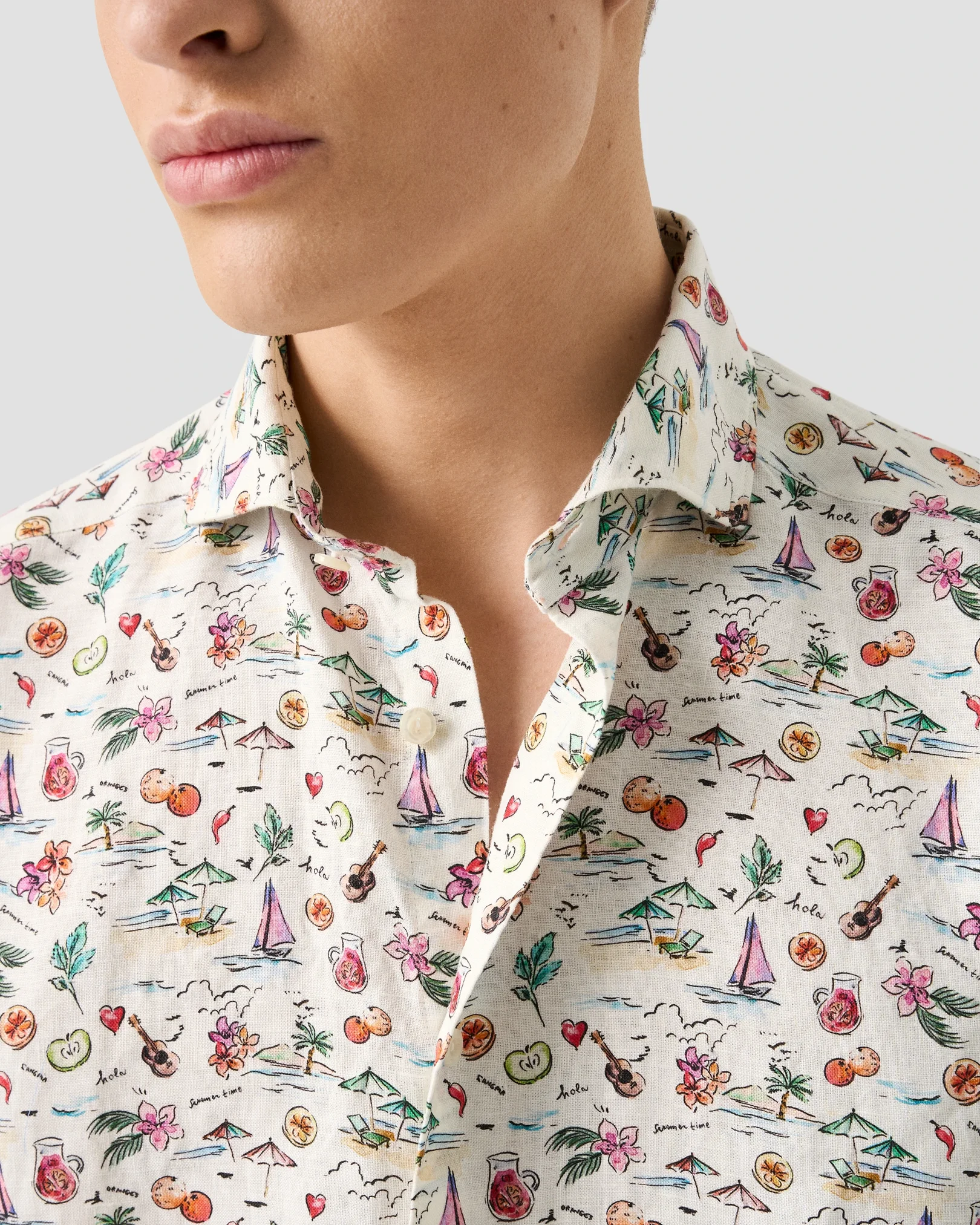 Eton - short sleeve sangria print