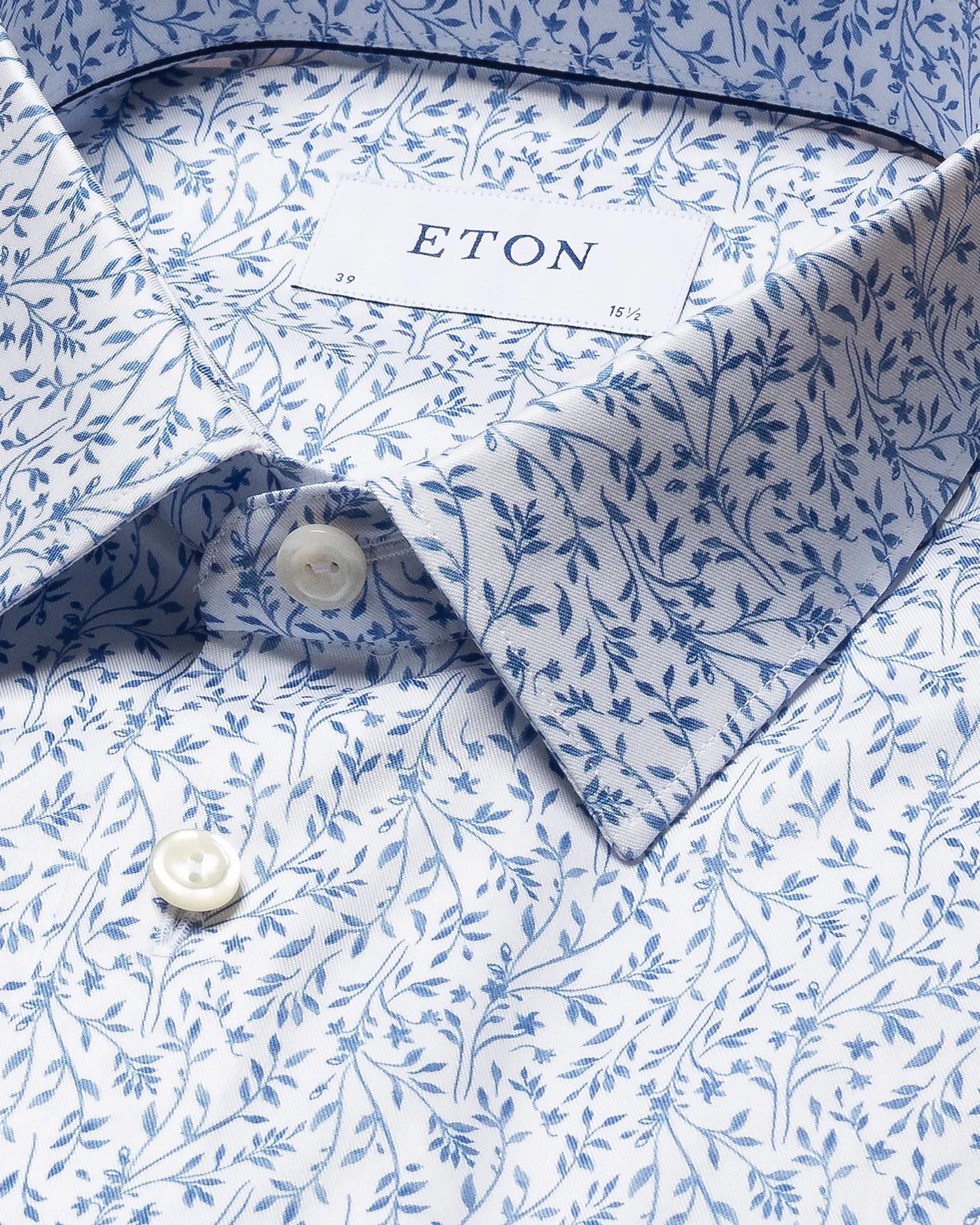 Eton - white floral signature twill shirt
