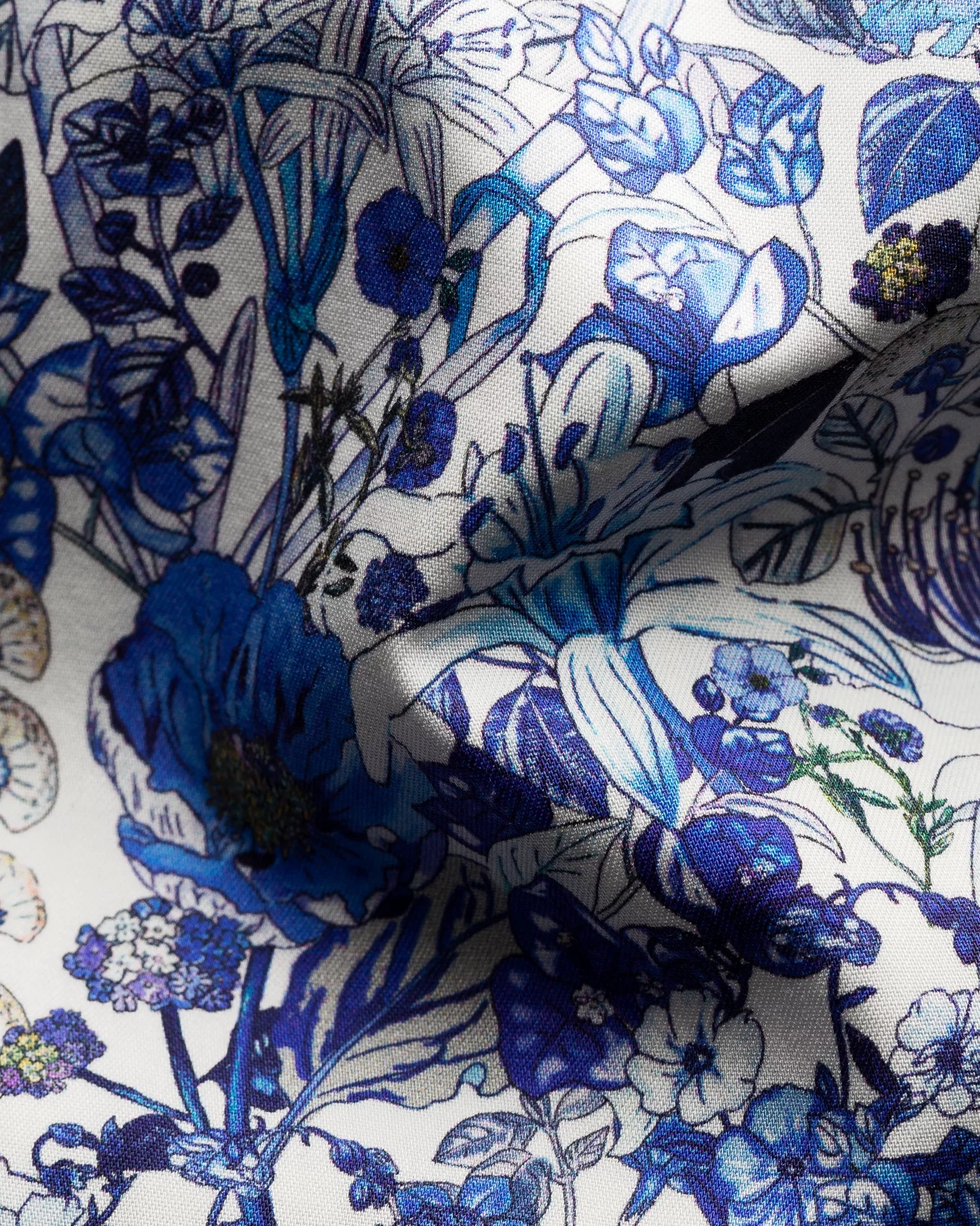 Eton - mid blue signature twill cut floral print