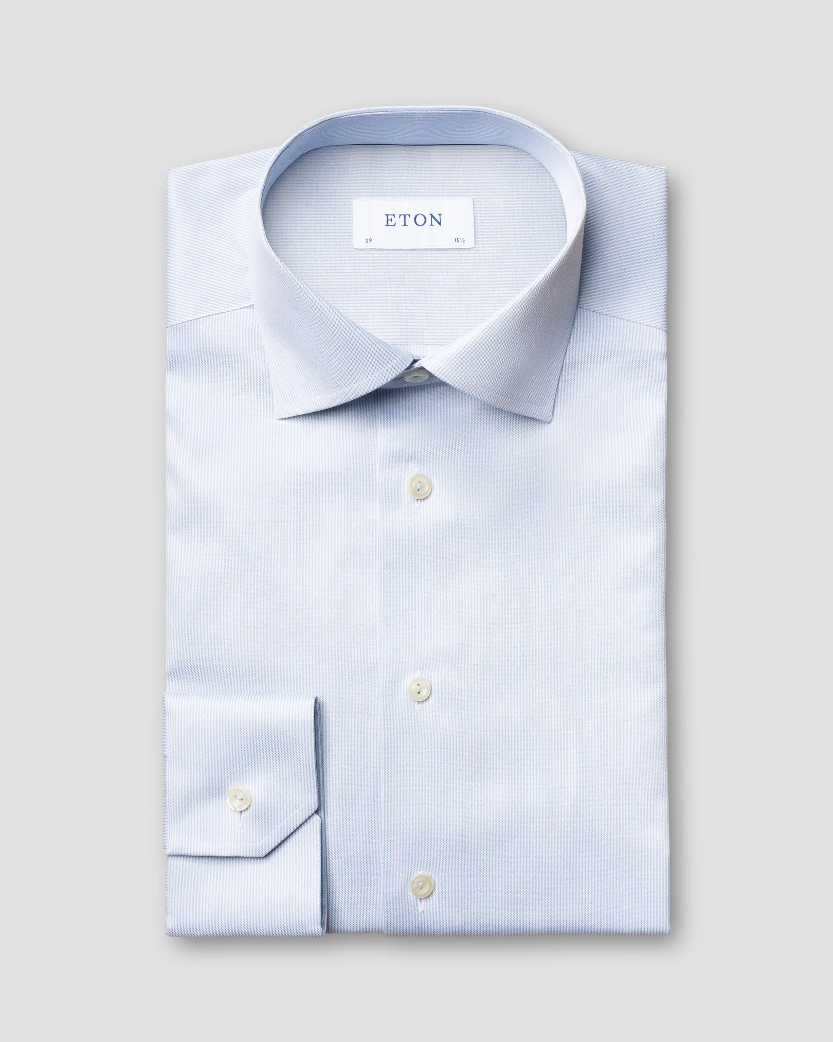 Eton - light blue striped stretch twill shirt