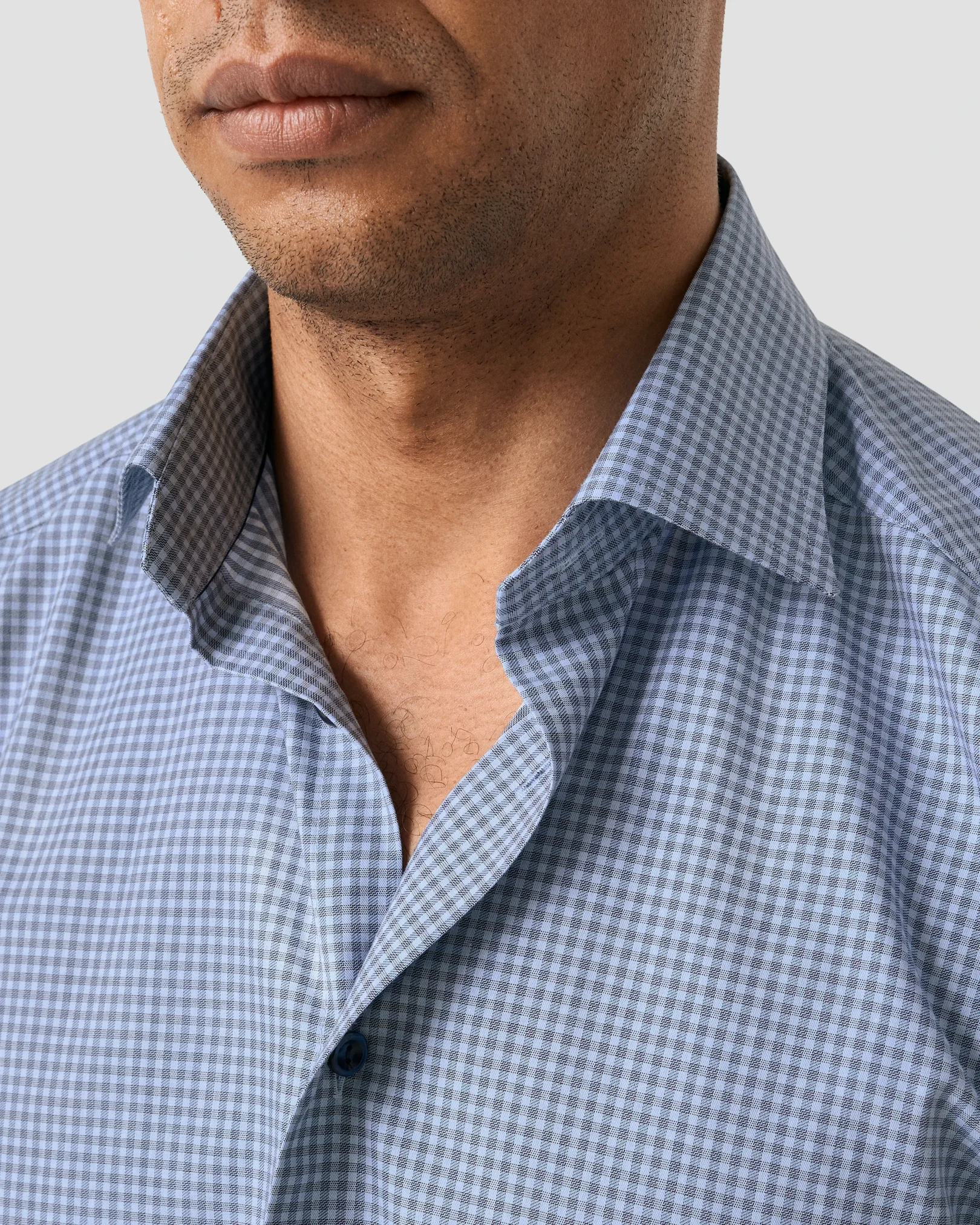 Eton - dark blue check twill shirt