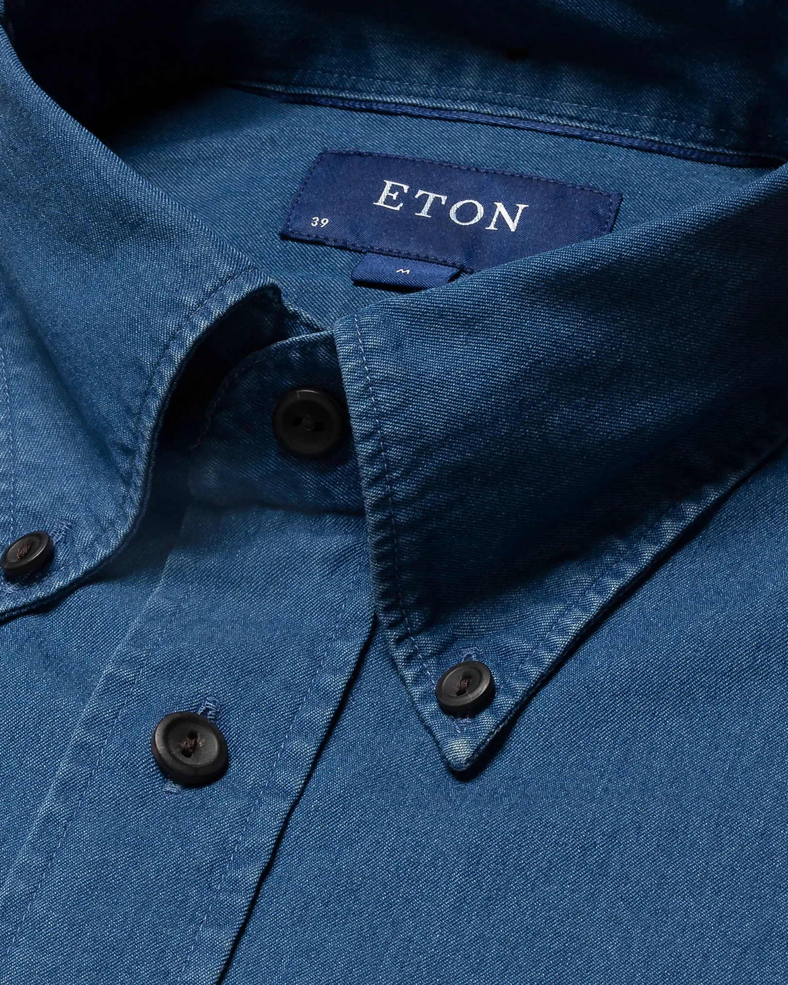 Eton - navy blue indigo button down single rounded cuff