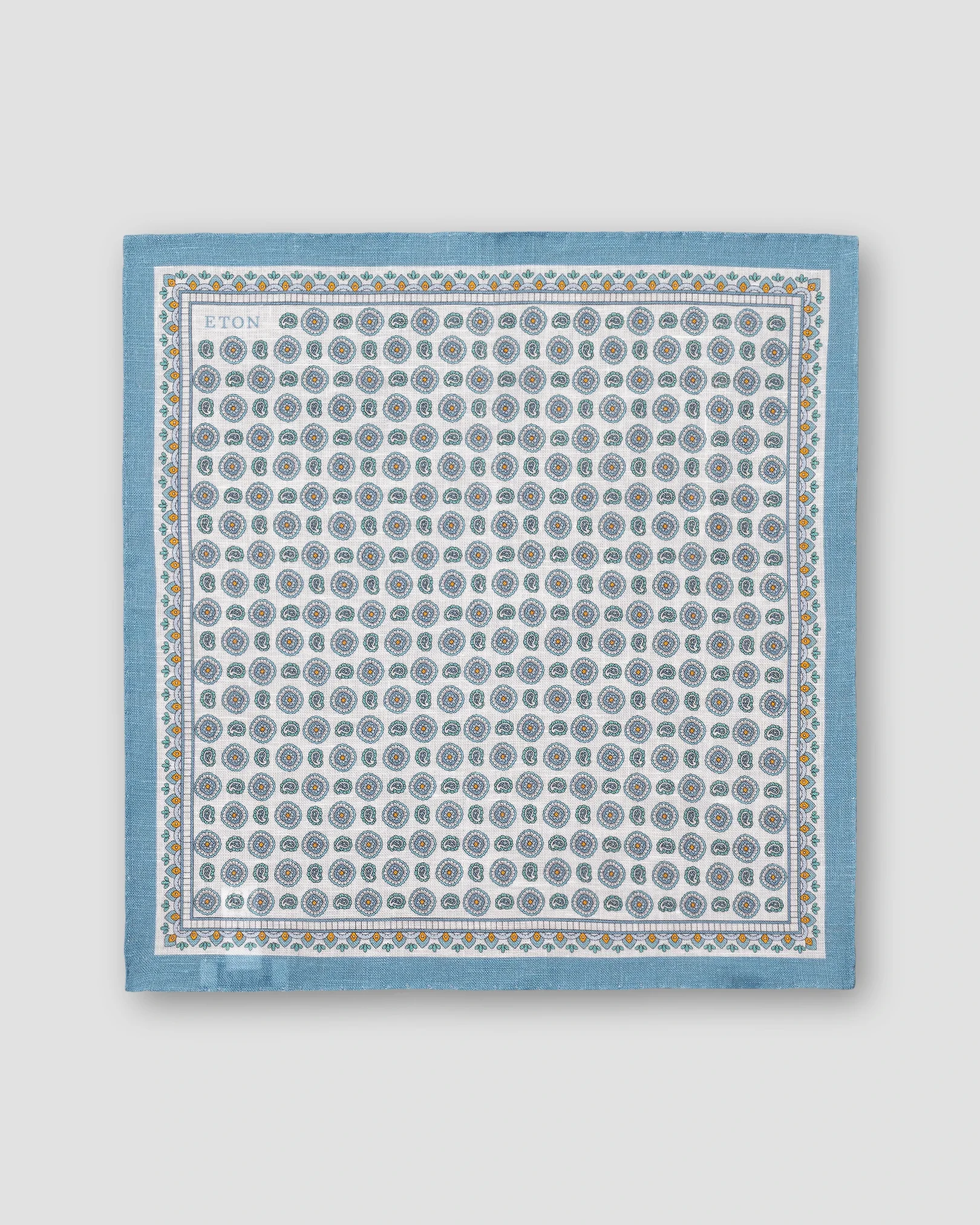 Eton - light blue geometric linen pocket square 261