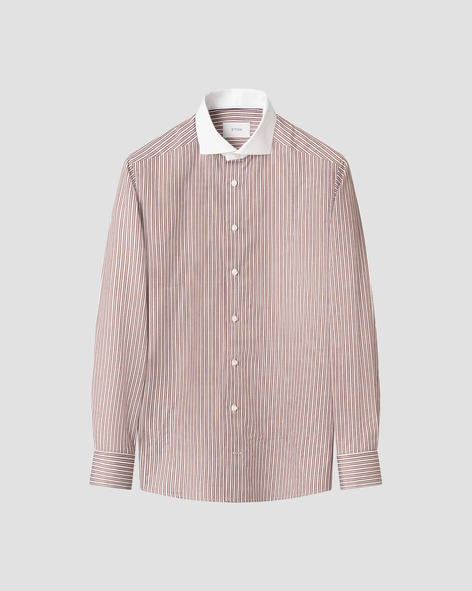 Eton - red white collar striped signature twill shirt