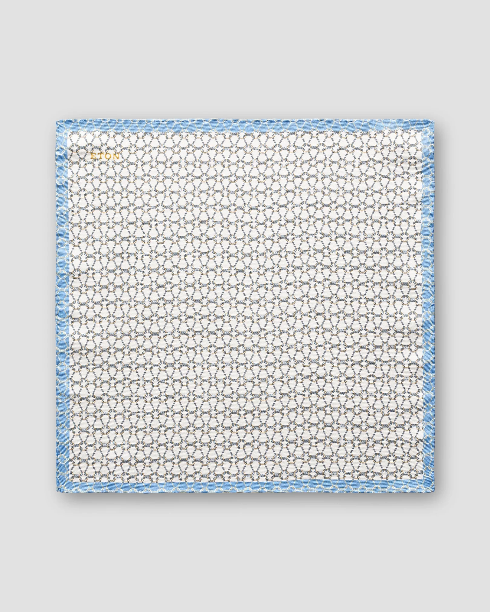 Eton - blue micro chain print silk pocket square