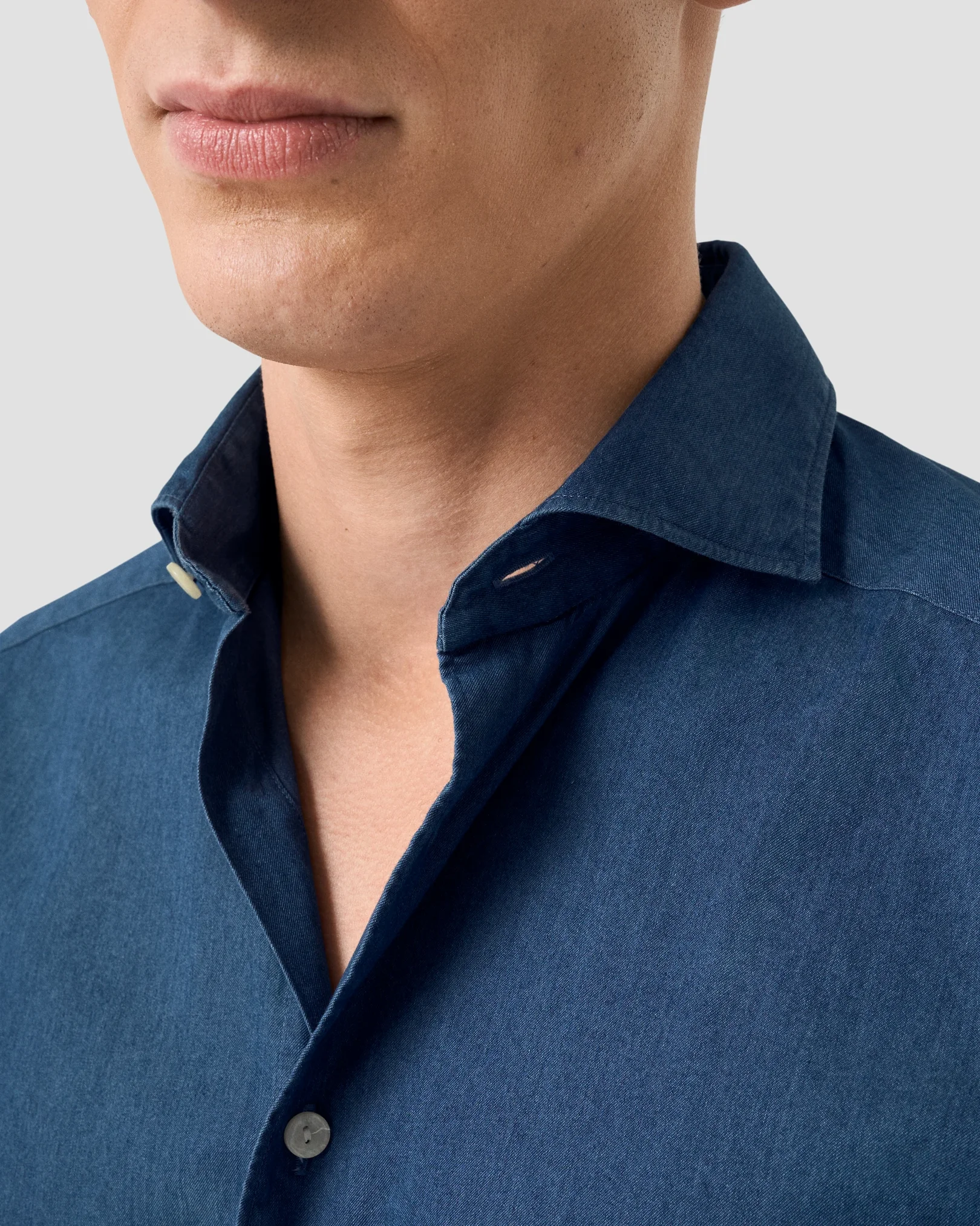 Eton - navy blue lightweight denim shirt