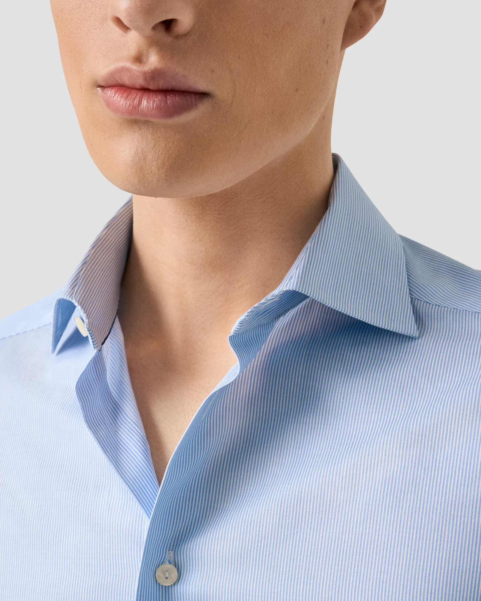 Eton - light blue fine striped signature twill shirt