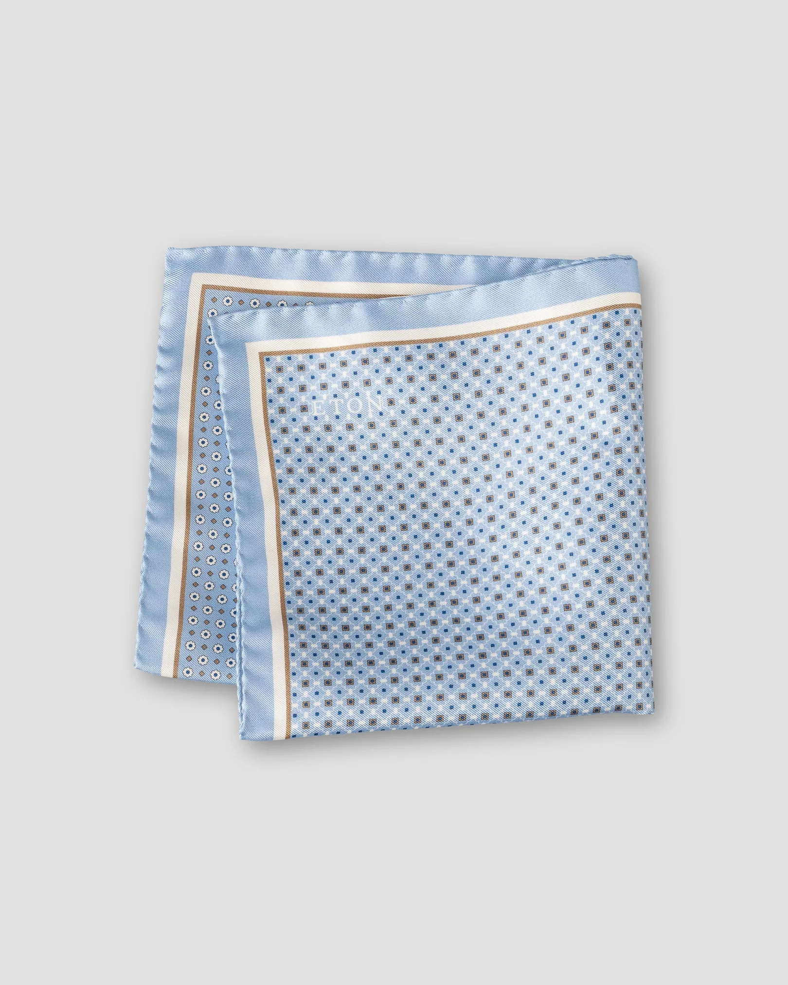 Eton - light blue four sided silk pocket square