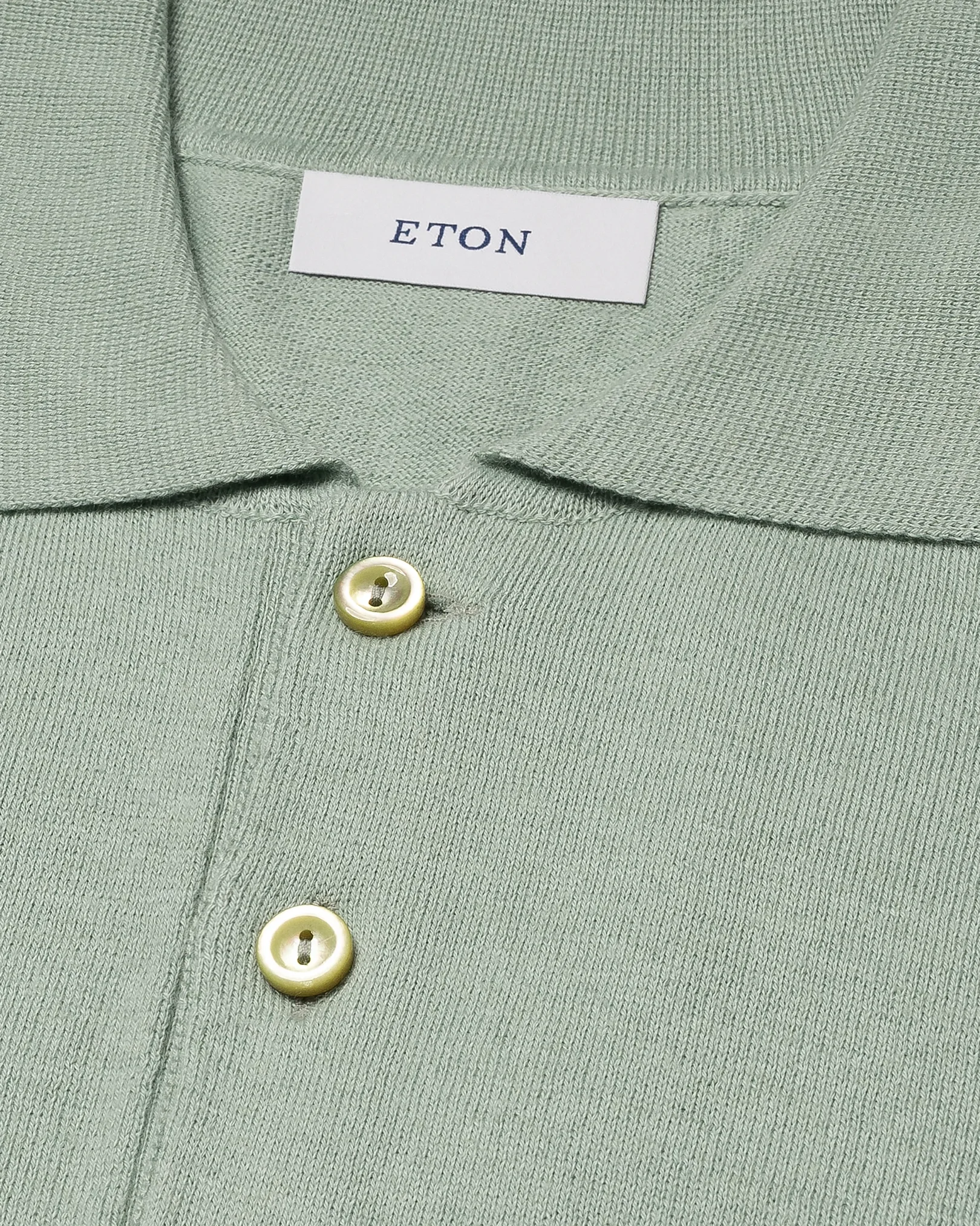 Eton - light green cotton cashmere fine knit polo shirt