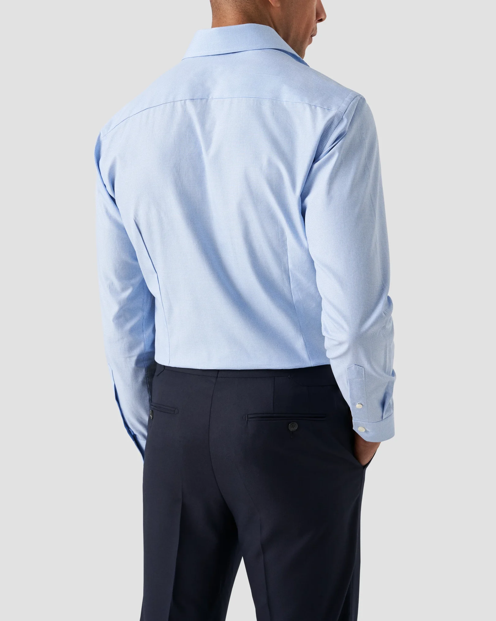 Eton - light blue fine check signature twill shirt
