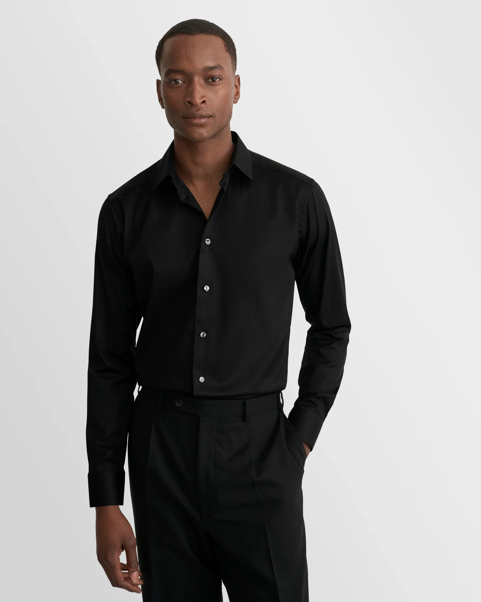 Eton - black signature twill pointed collar