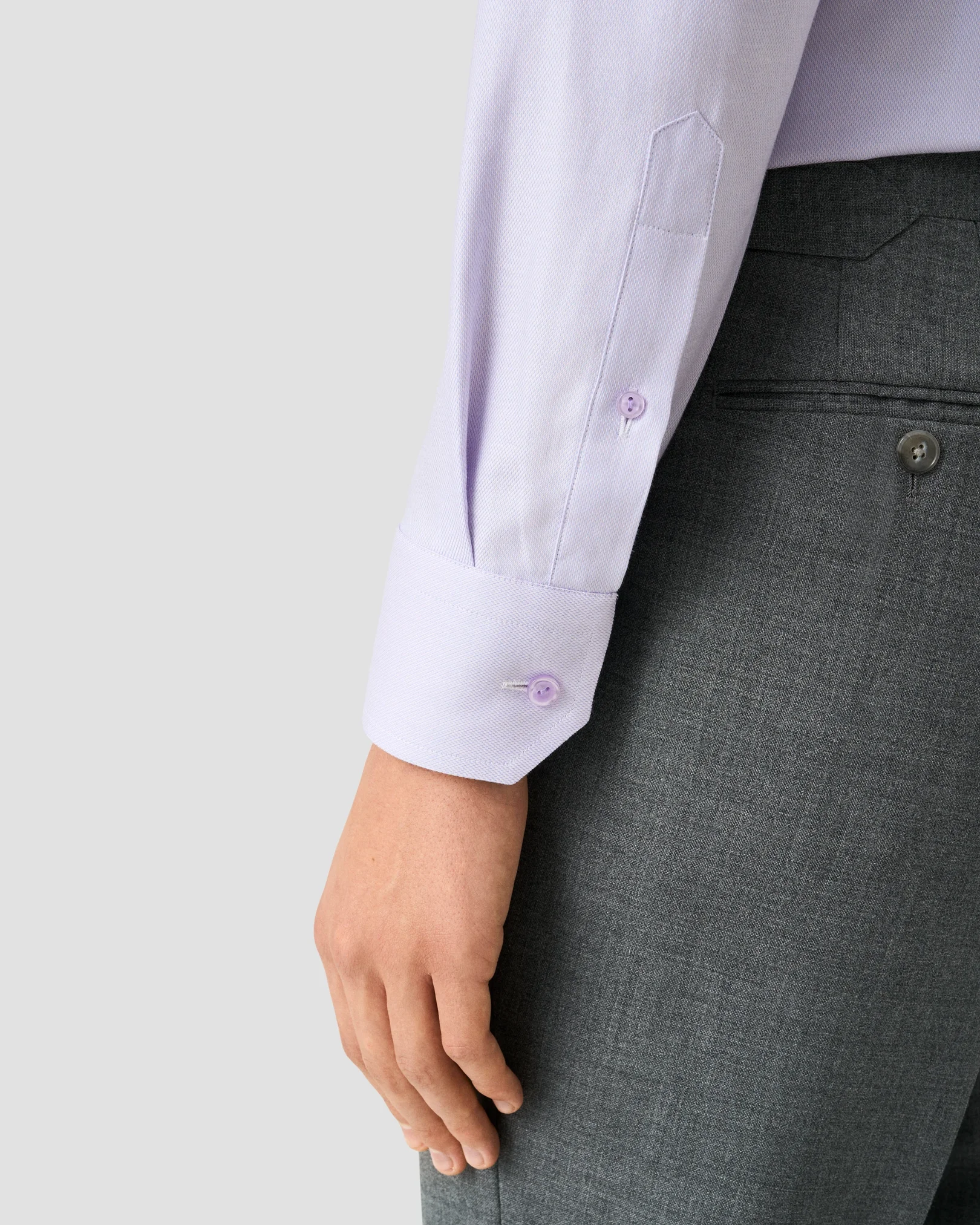 Eton - light purple semi solid twill shirt