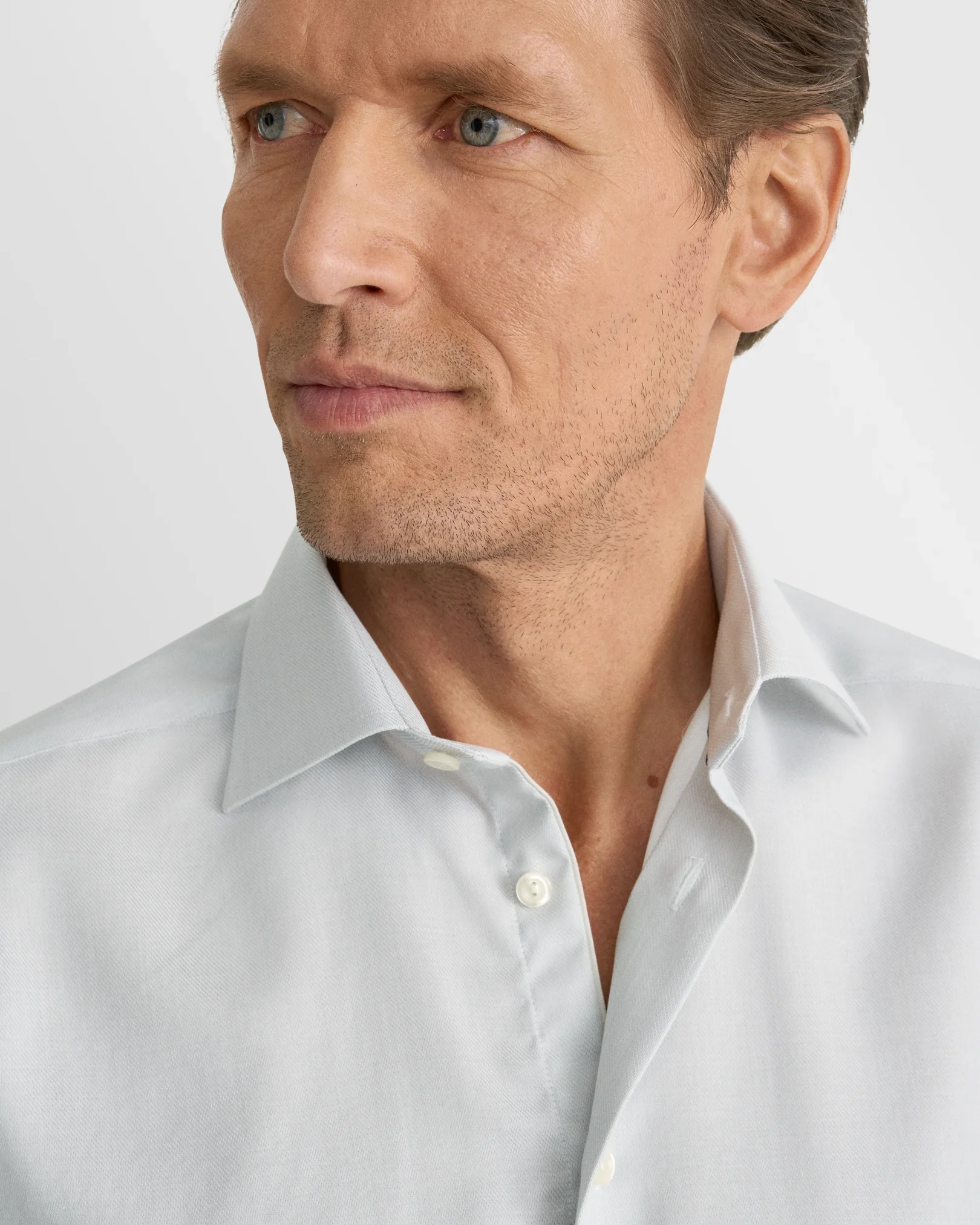 Eton - Light grey Melange Semi Solid Fine Twill Shirt
