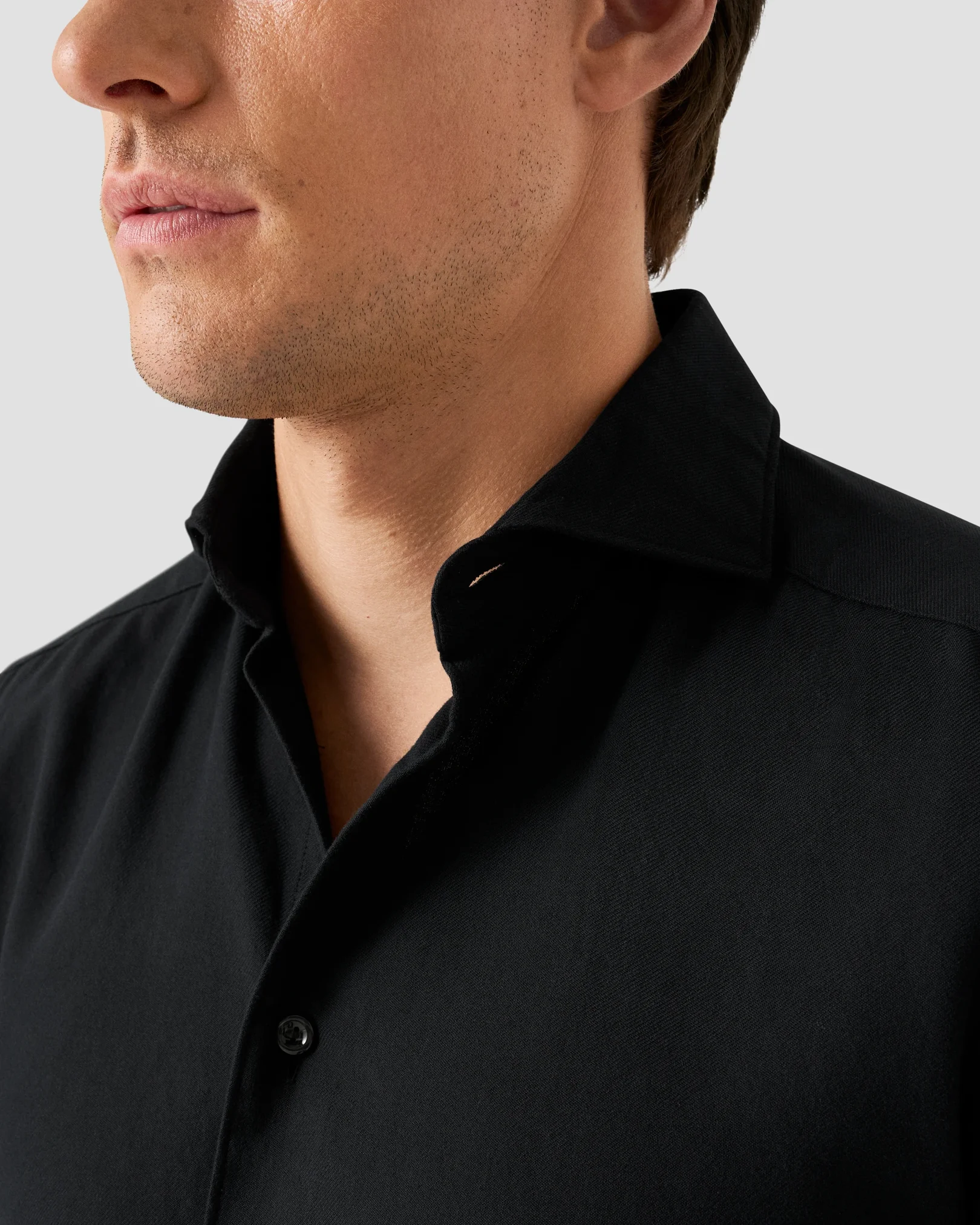 Eton - flanell solid black shirt