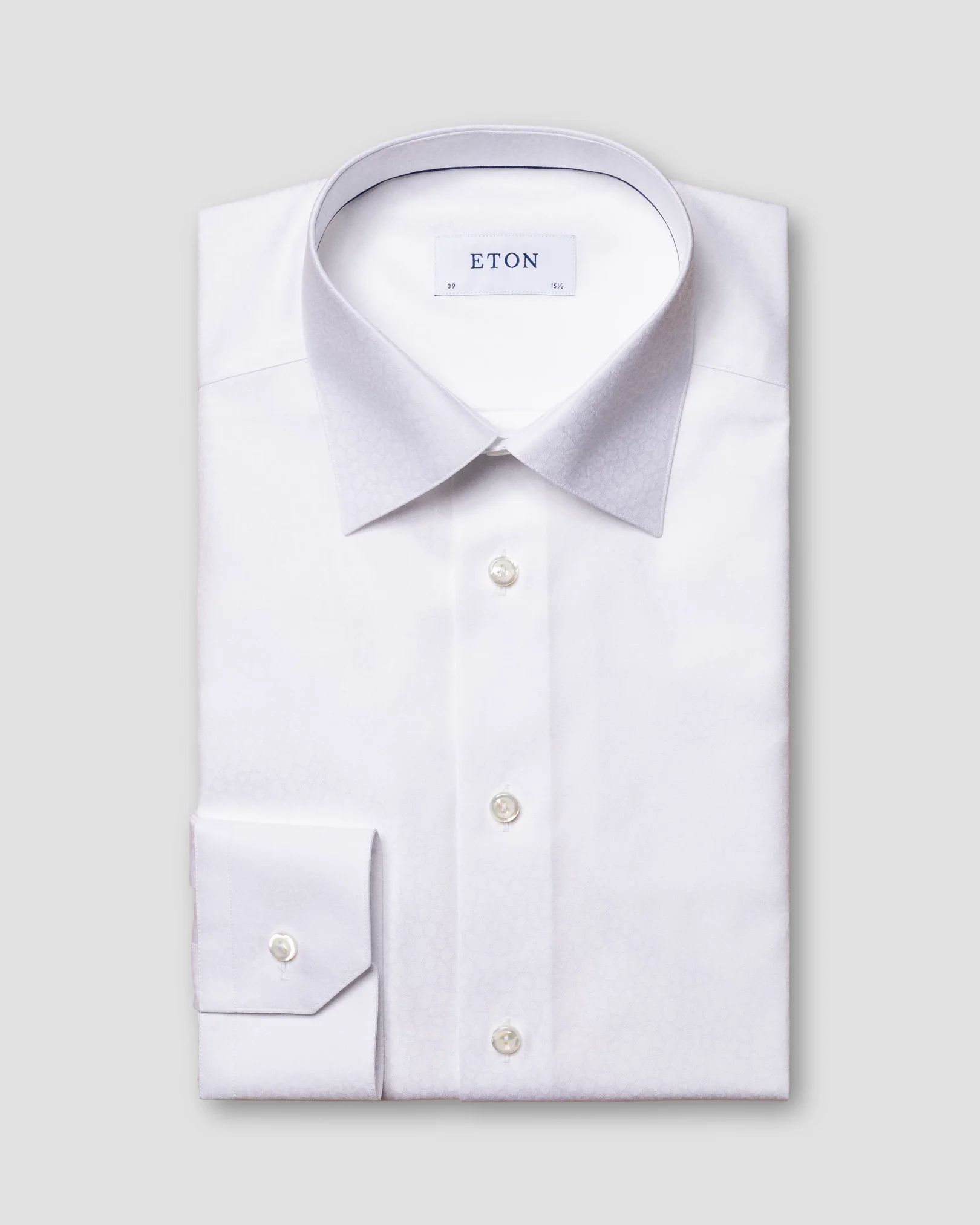 Eton - white leo jacquard shirt moderate cut away
