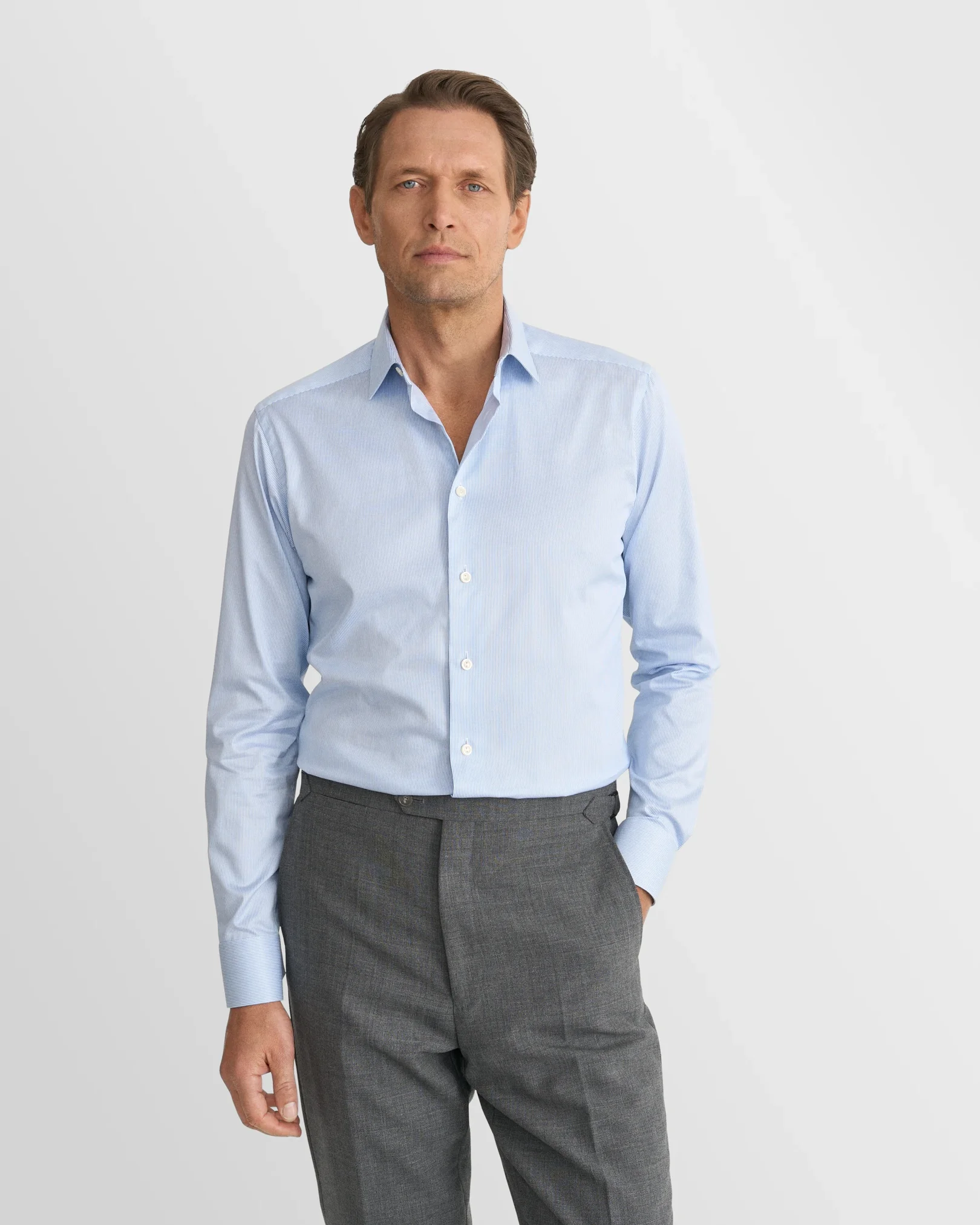 Eton - pointed collar twill shirt