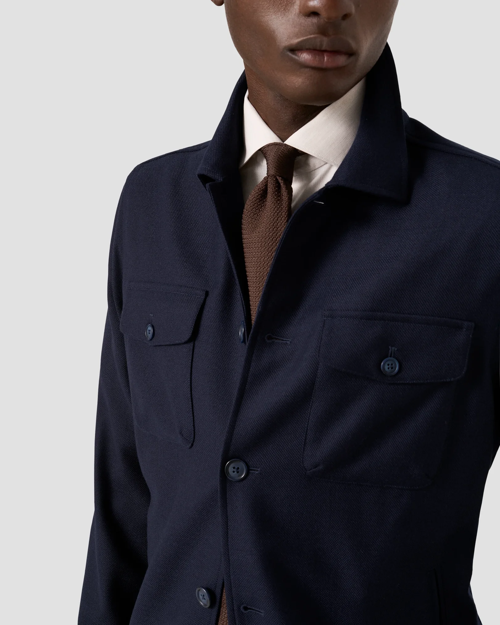 Eton - navy blue four pocket wool cashmere overshirt 258