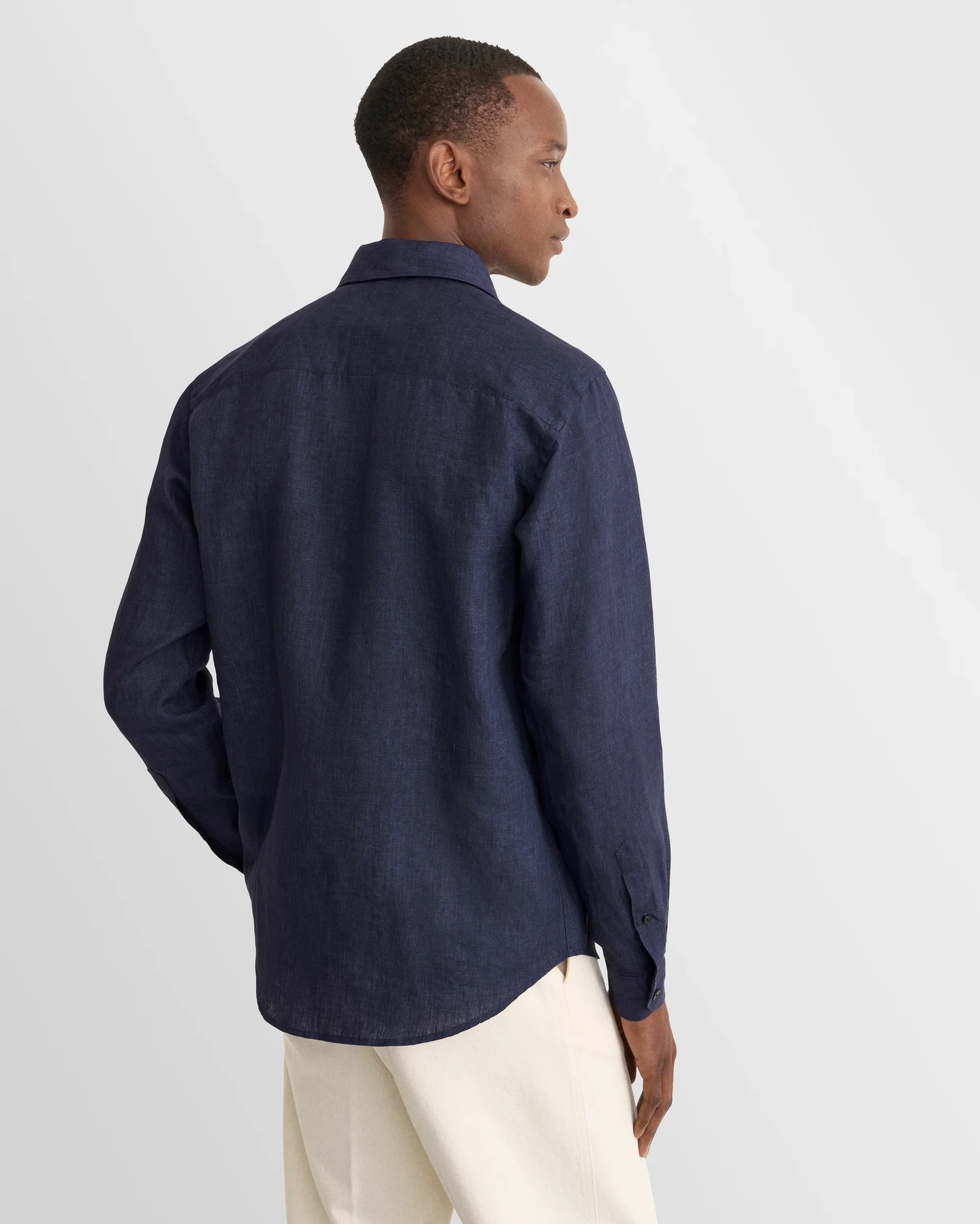 Eton - navy solid linen shirt 261