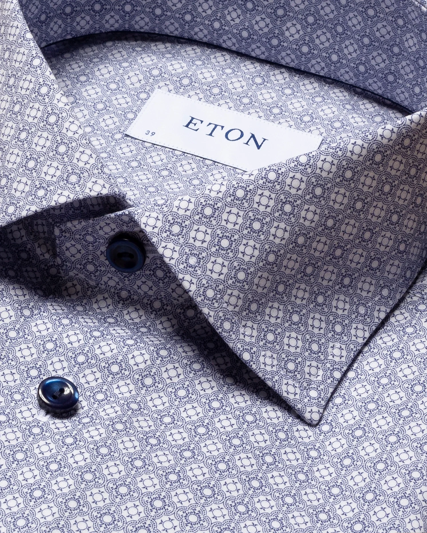 Eton - blue medallion print poplin shirt