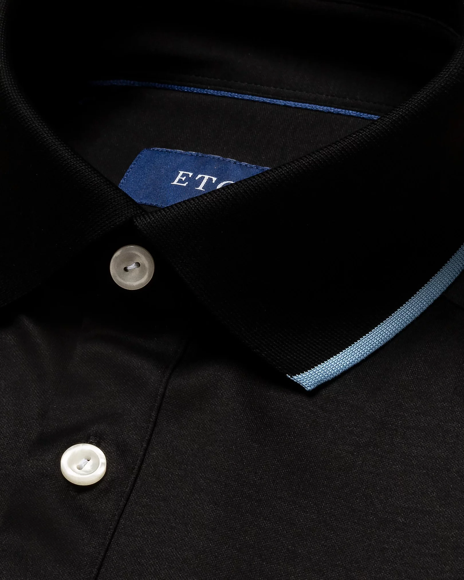 Eton - black jersey knitted collar knitted cuff short sleeve jersey ss