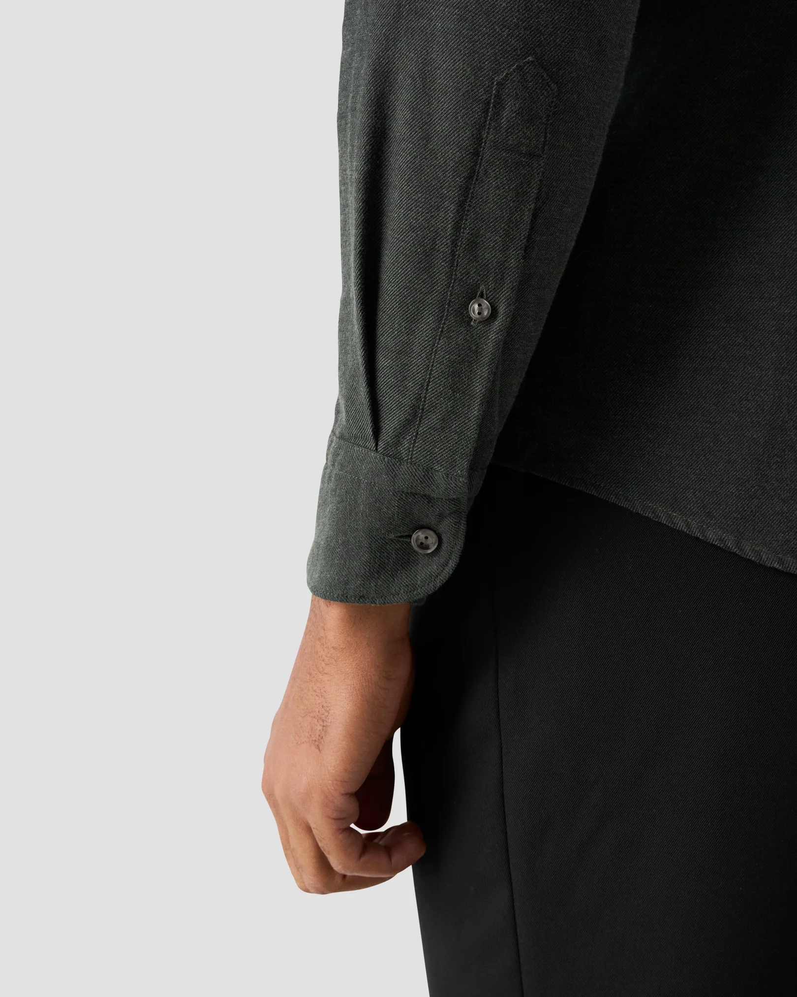 Eton - dark green flanell wide spread shirt